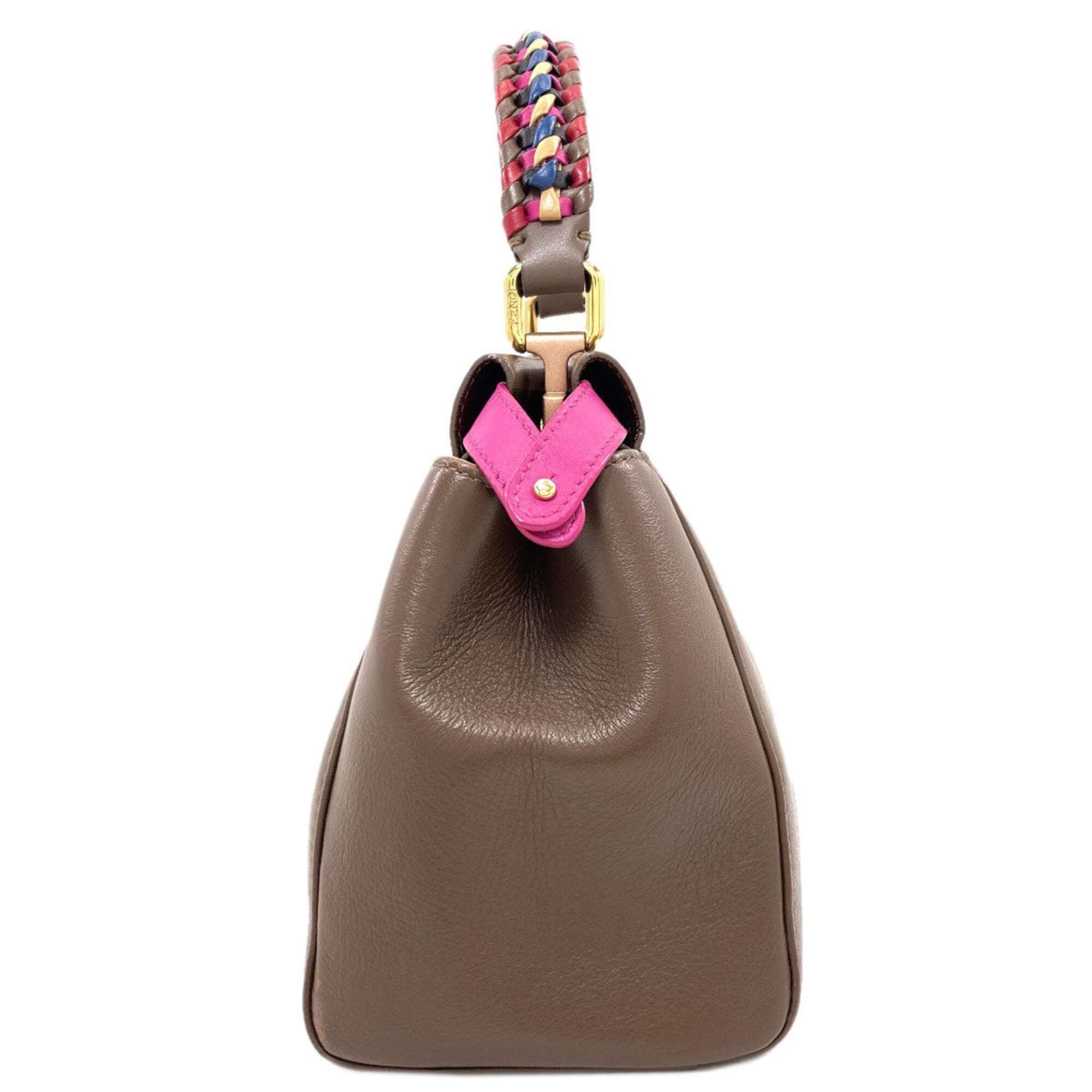 Fendi Brown Pink Leather Handbag (Pre-Owned)