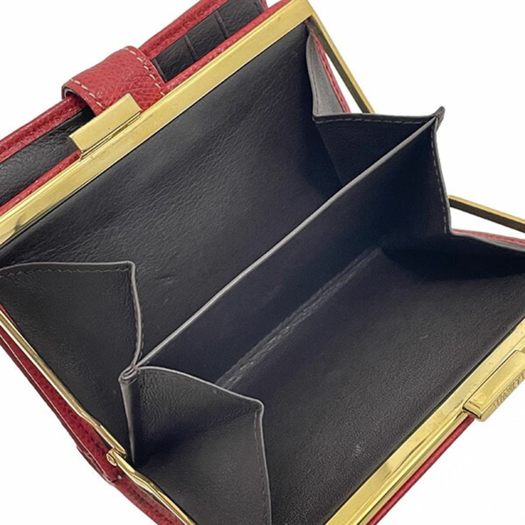 Loewe Dark Brown Red Color Leather Wallet (Bi-Fold) (Pre-Owned)