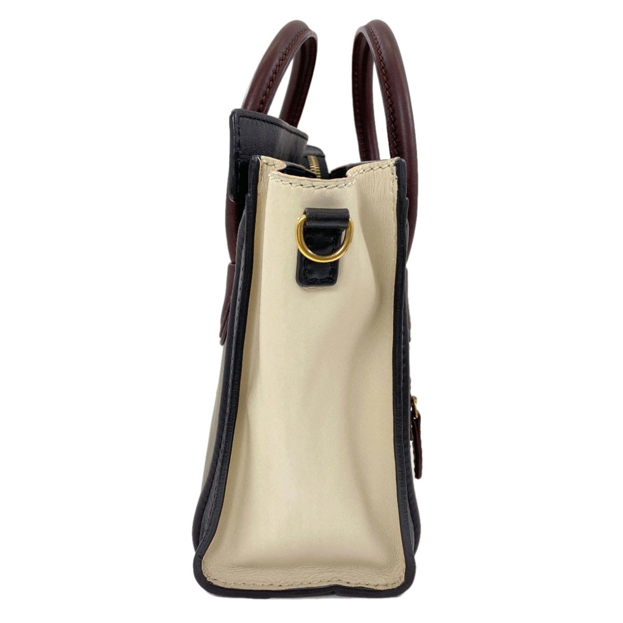 Celine Beige Black Khaki Leather Handbag (Pre-Owned)