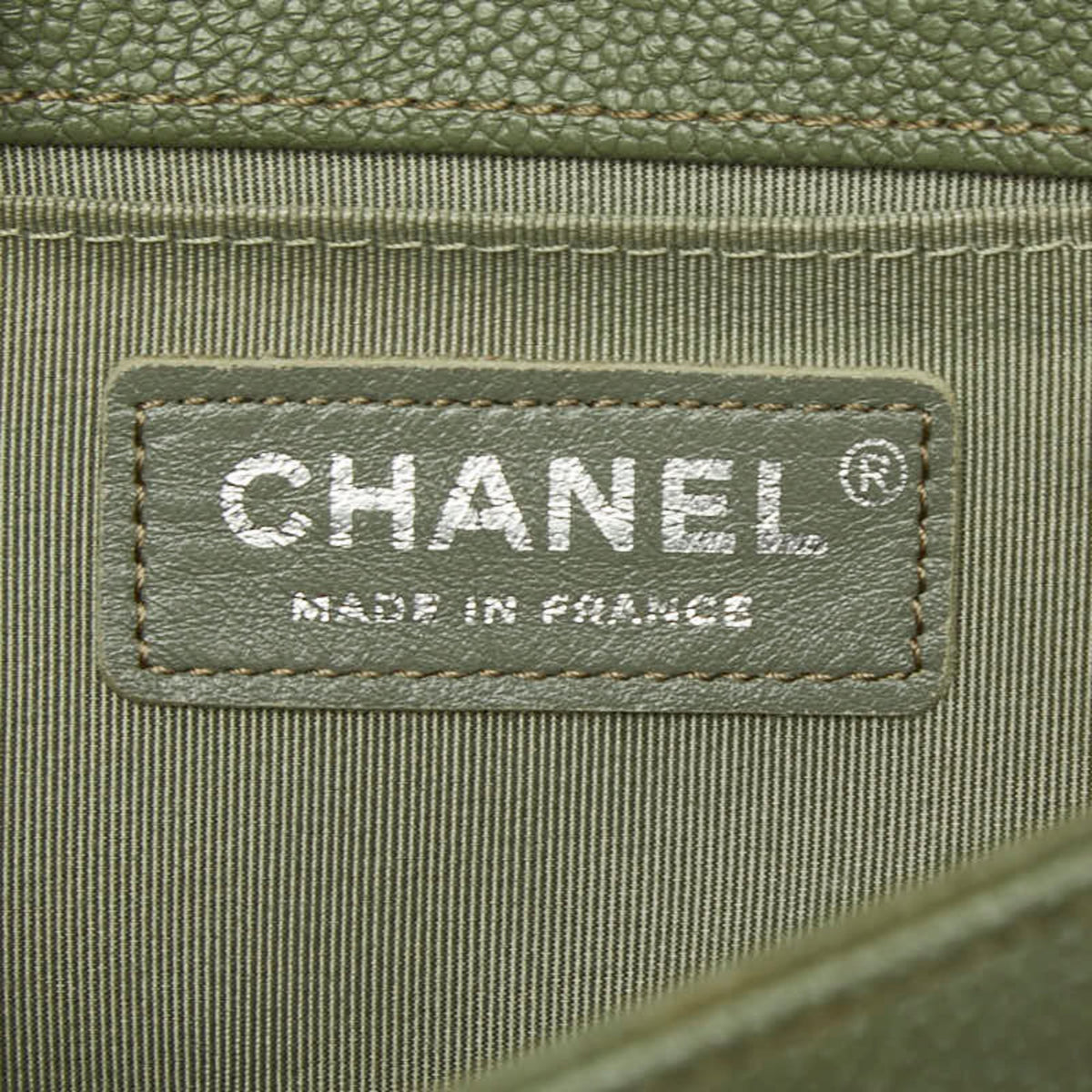 Chanel Green Olive Grained Calfskin Shoulder Bag (Pre-Owned)