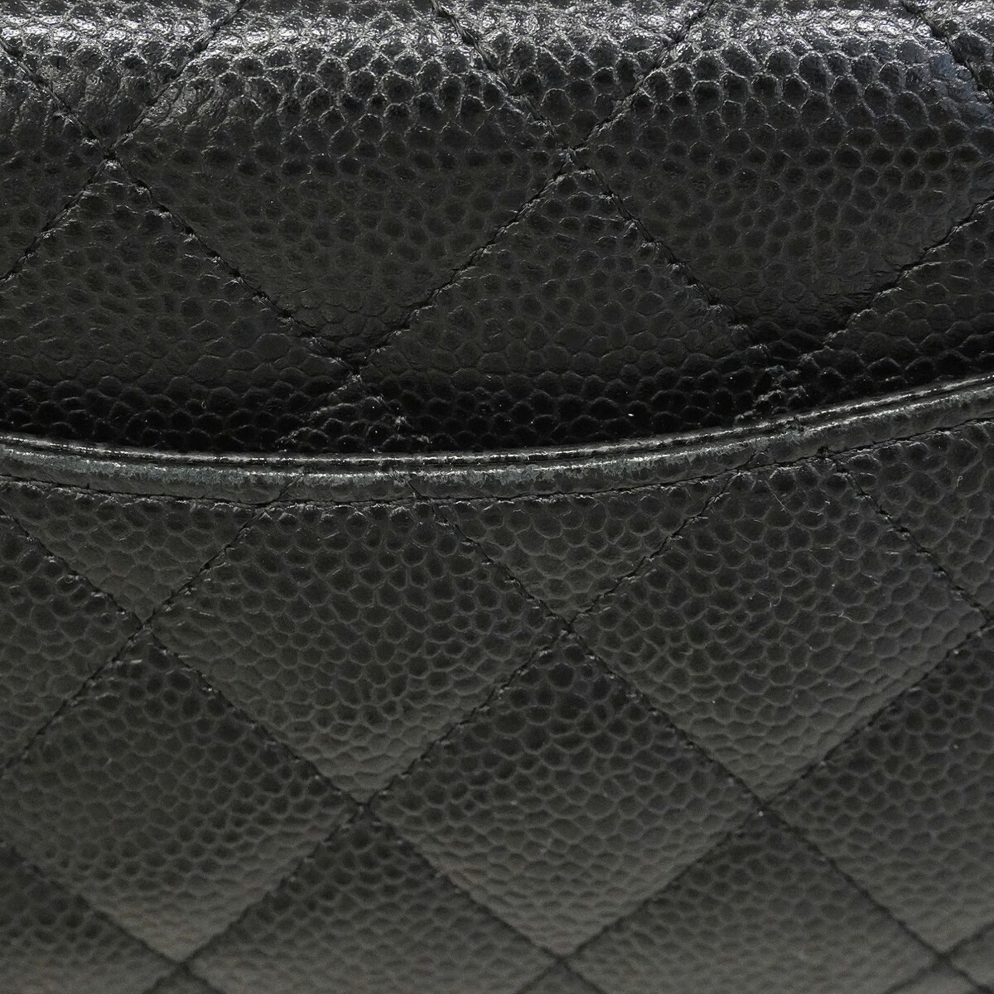 Chanel Black Grained Calfskin Chain/Shoulder Wallet (Pre-Owned)