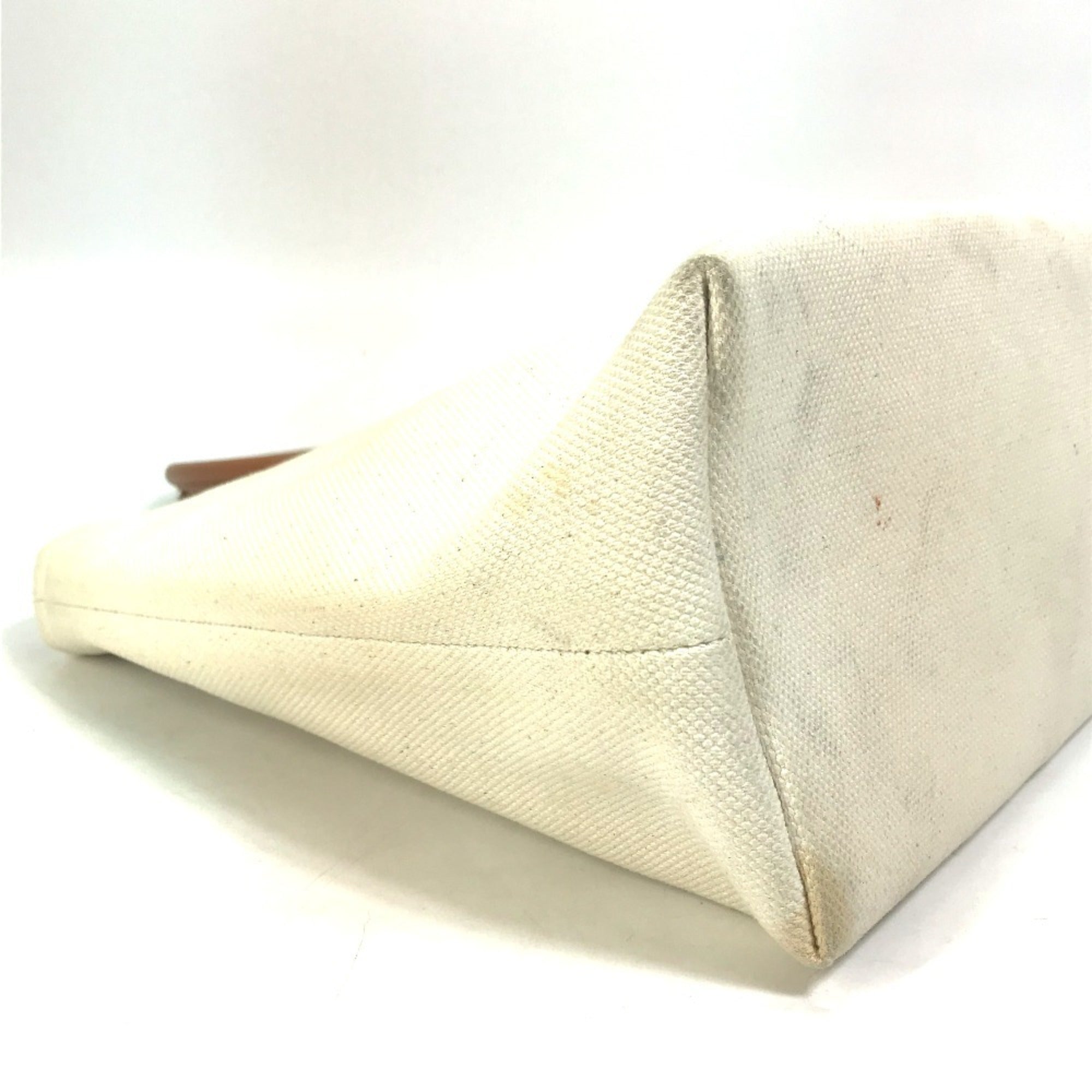 Celine Cabas Beige Canvas Leather Shoulder Bag Tote Bag (Pre-Owned)