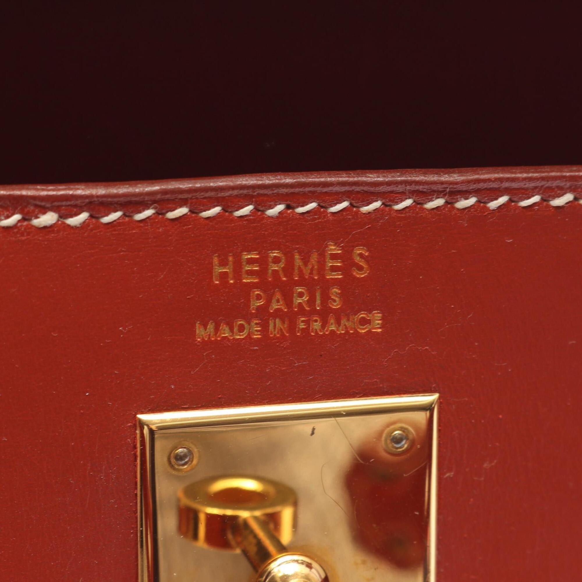 Hermes Brown Box Calf Leather Handbag (Pre-Owned)