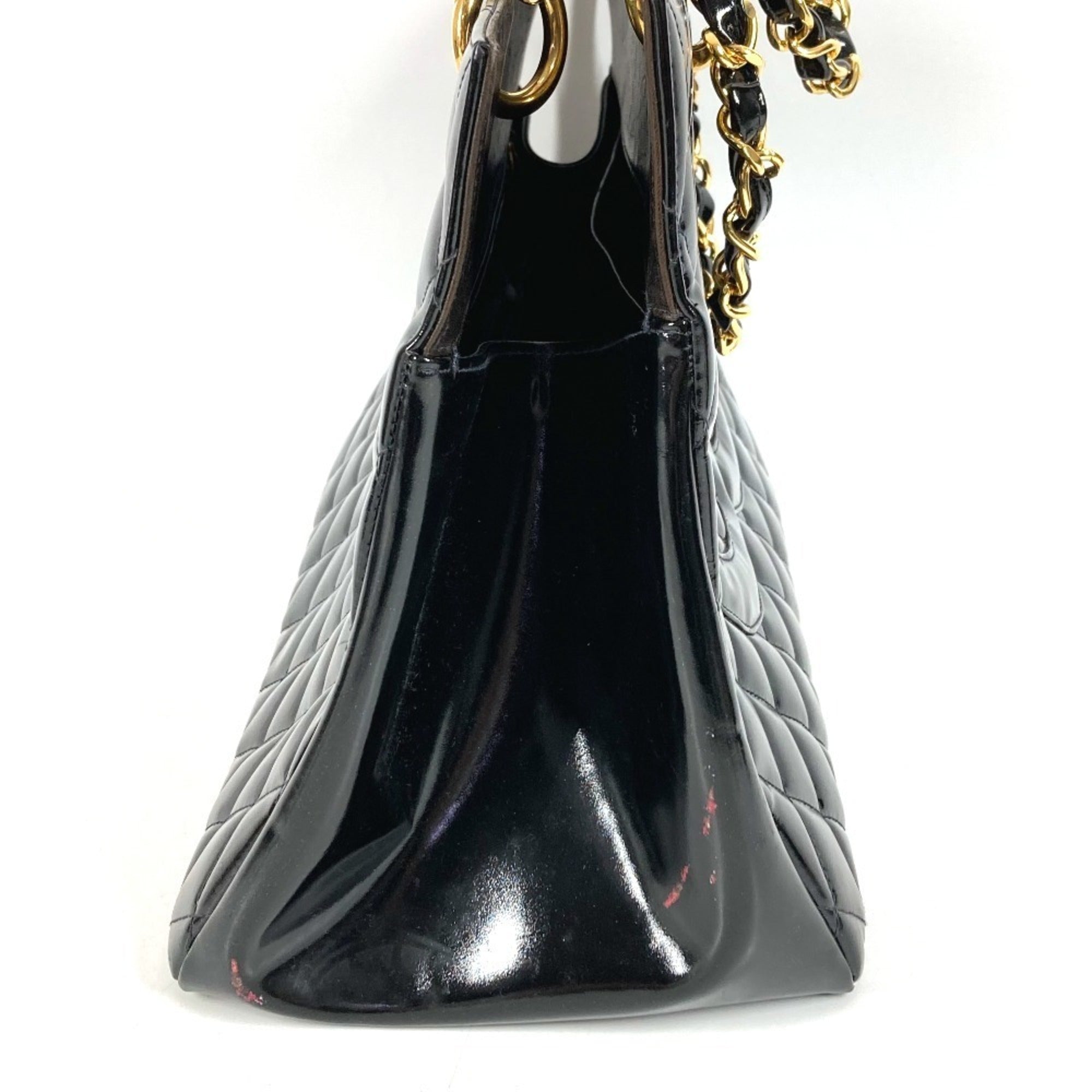 Chanel Black Patent Leather Handbag Tote Bag (Pre-Owned)