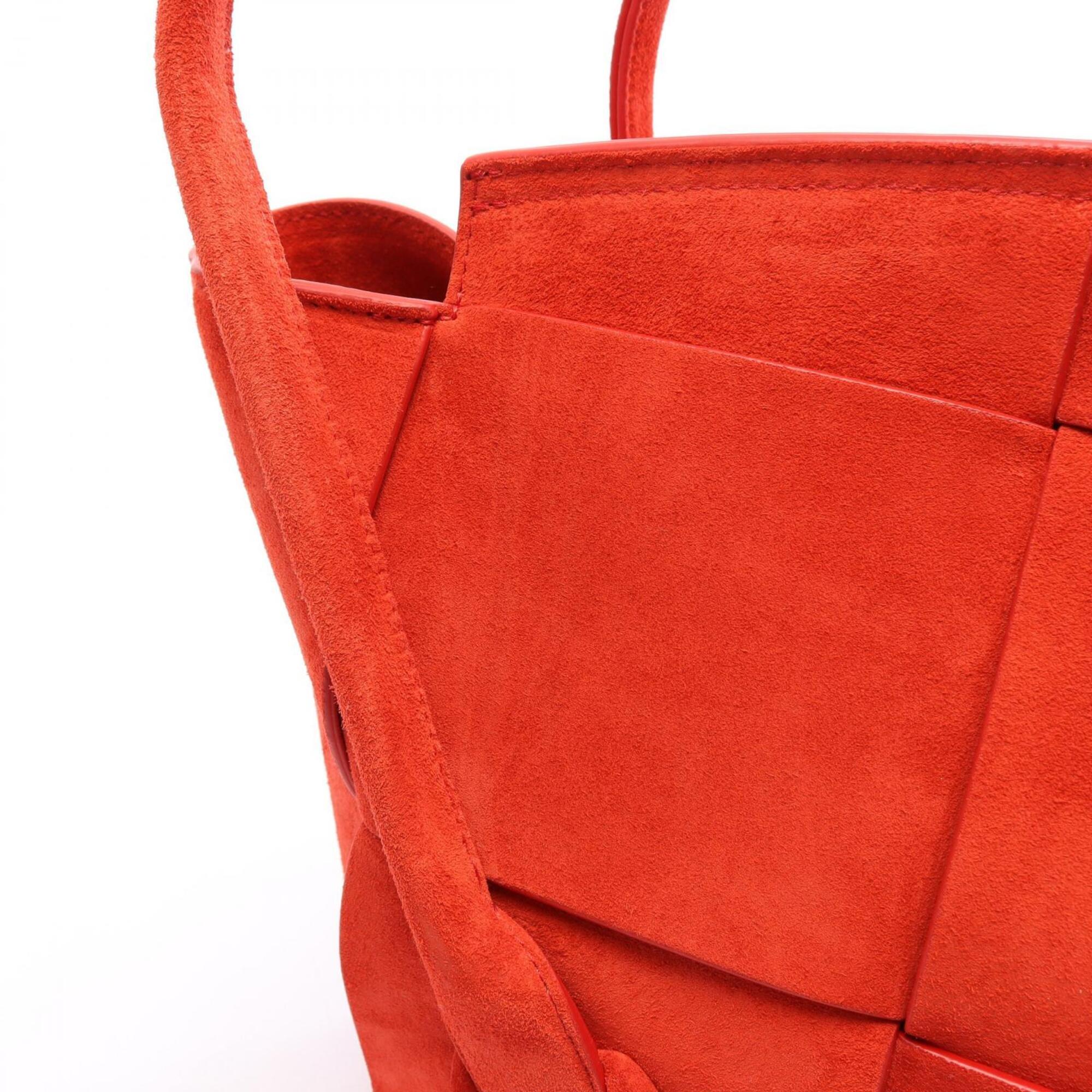 Bottega Veneta Red Color Suede Handbag Tote Bag (Pre-Owned)