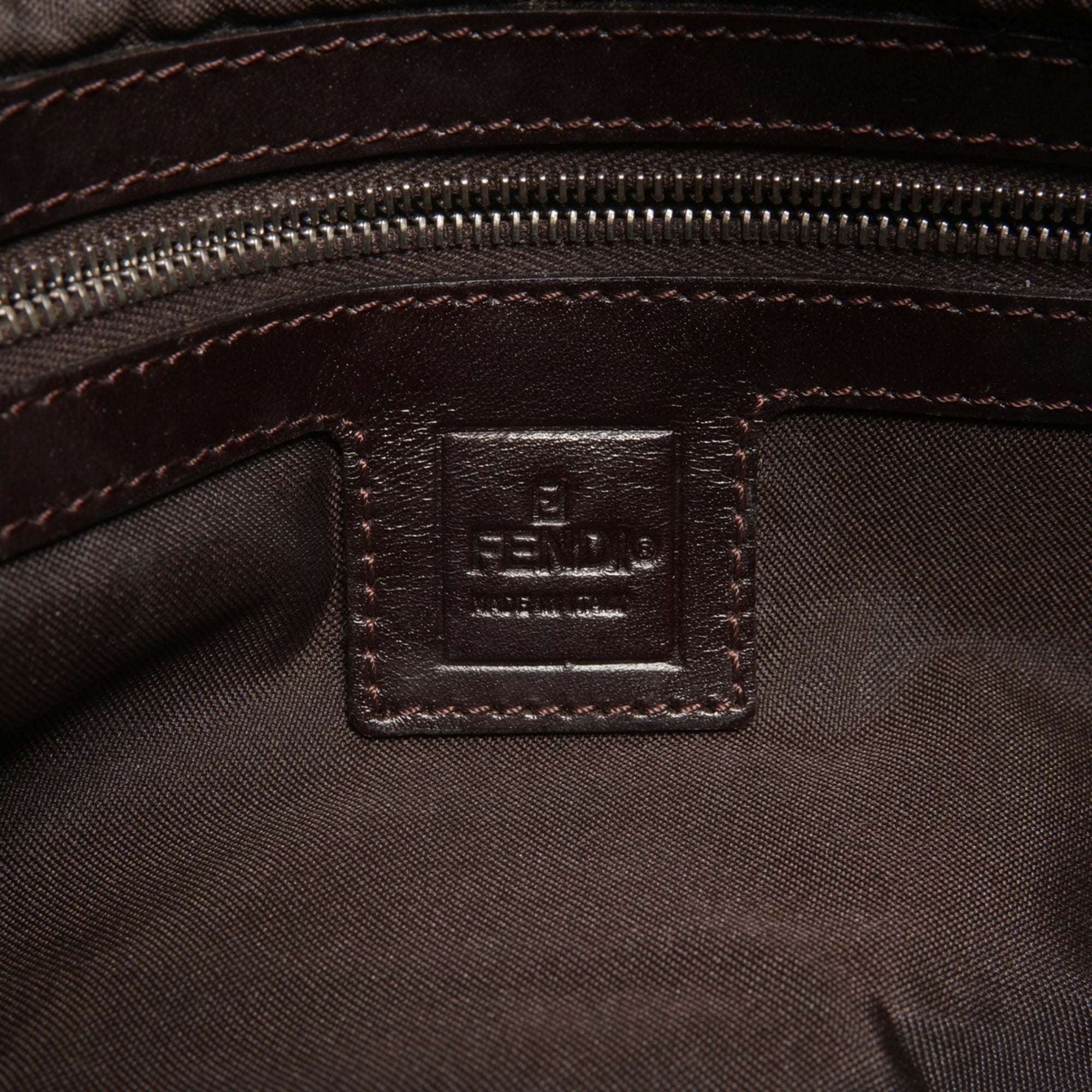 Fendi Zucca Brown Canvas Shoulder Bag (Pre-Owned)