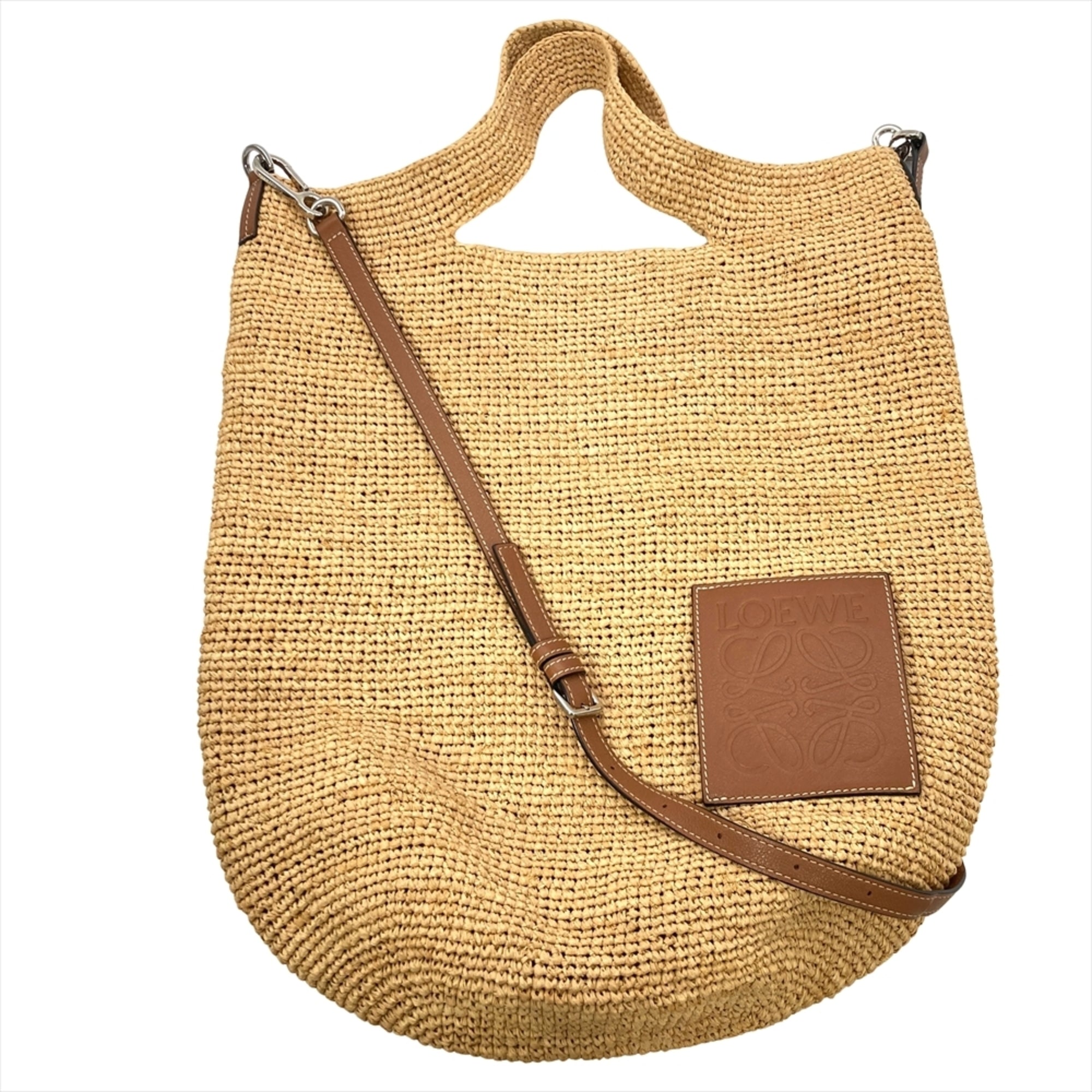 Loewe Beige Raffia Leather Shoulder Bag (Pre-Owned)
