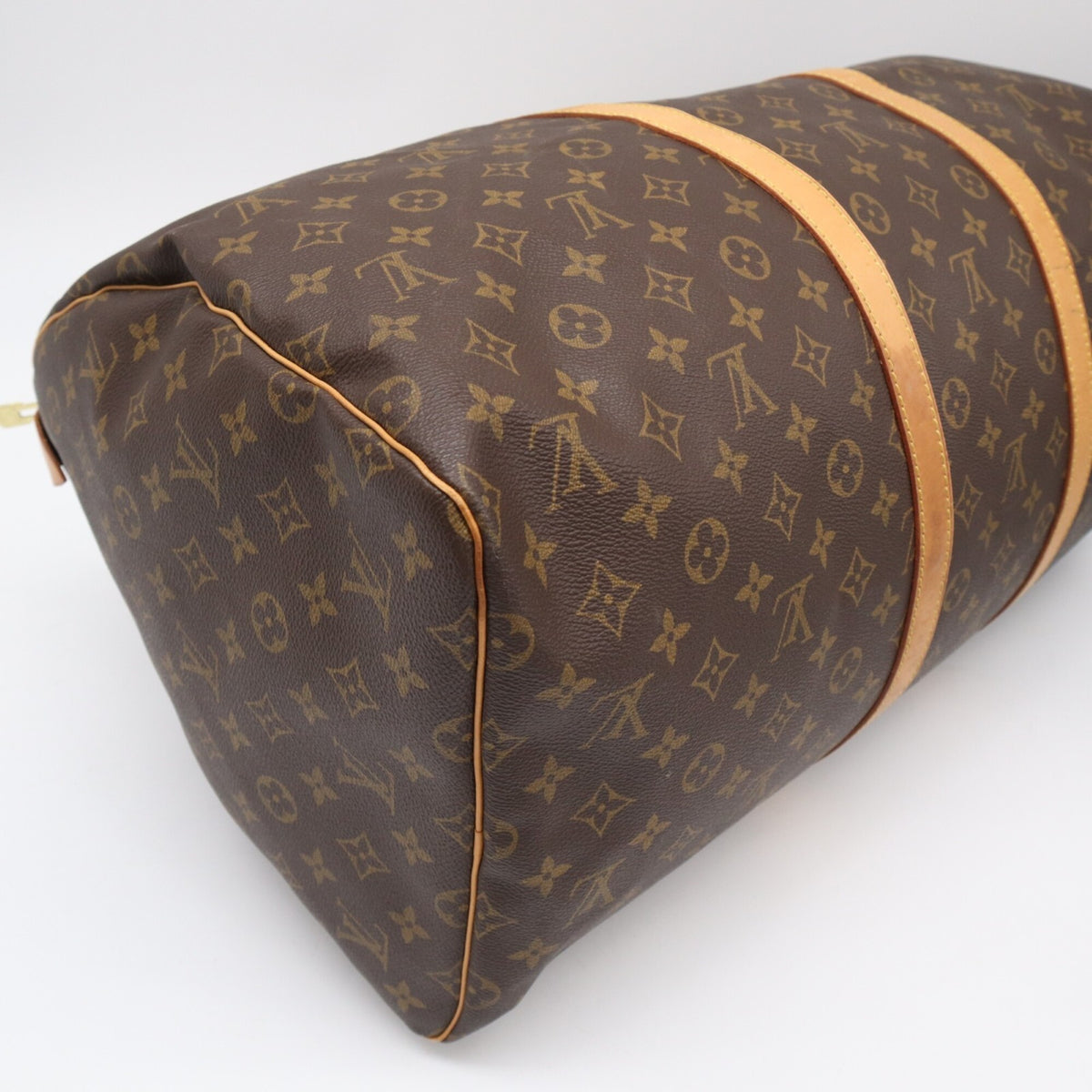 Louis Vuitton Beige Blue Brown Monogram Coated Canvas Leather Boston Bag Handbag (Pre-Owned)