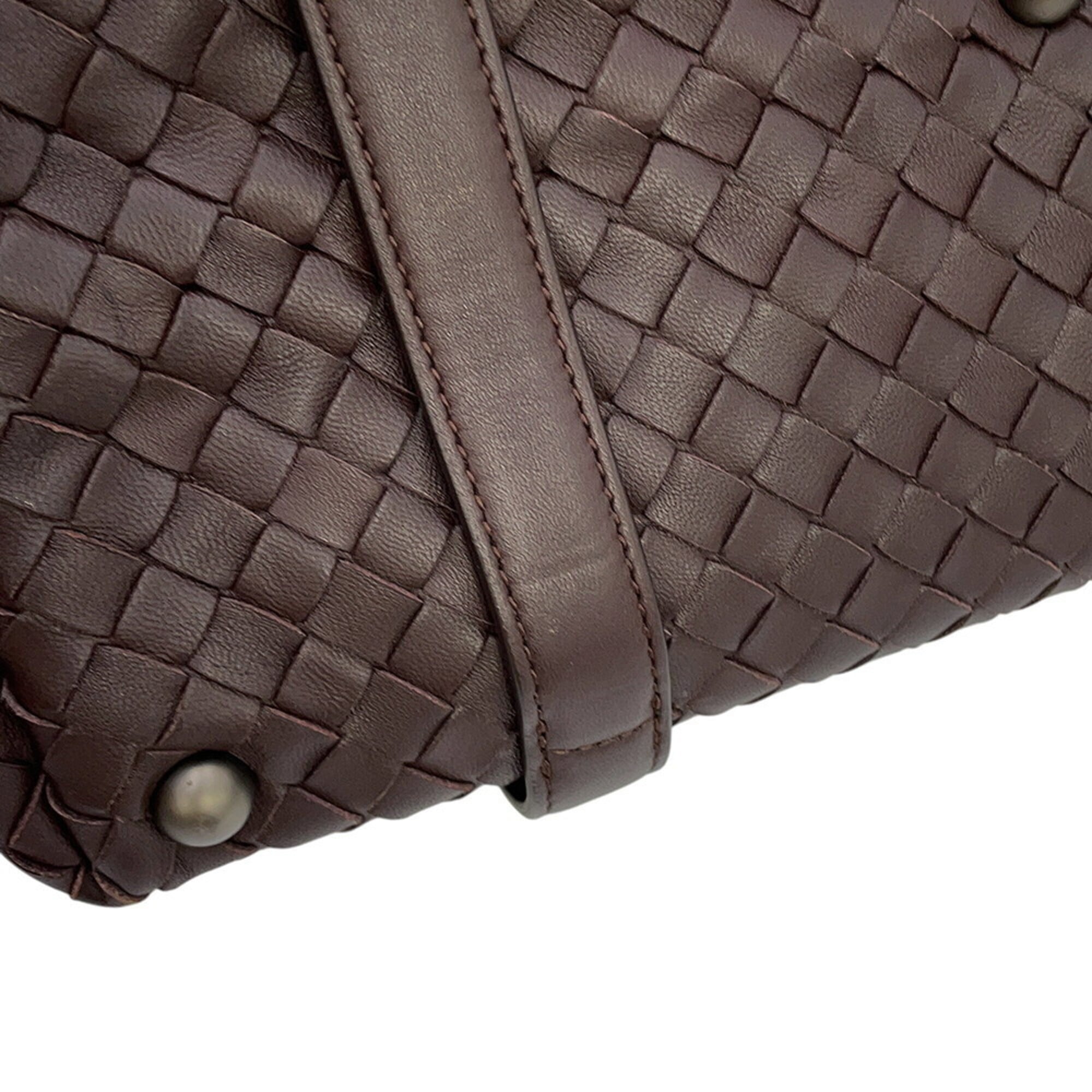 Bottega Veneta Intrecciato Bordeaux Leather Handbag (Pre-Owned)