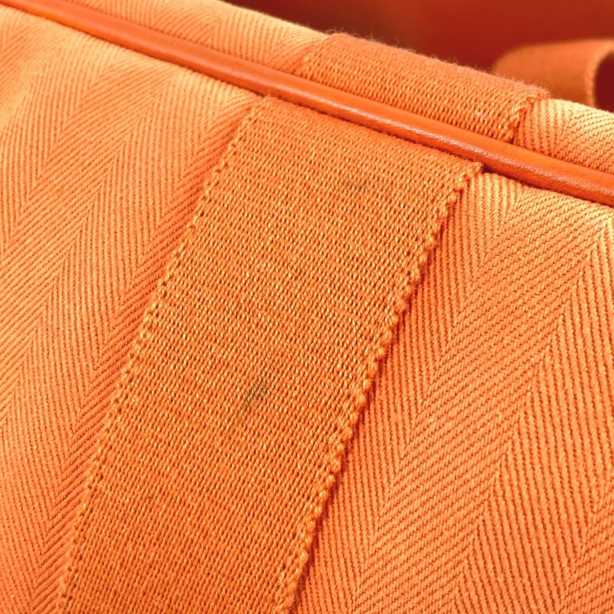 Hermes Orange Toile Chevron Handbag Pouch Tote Bag (Pre-Owned)