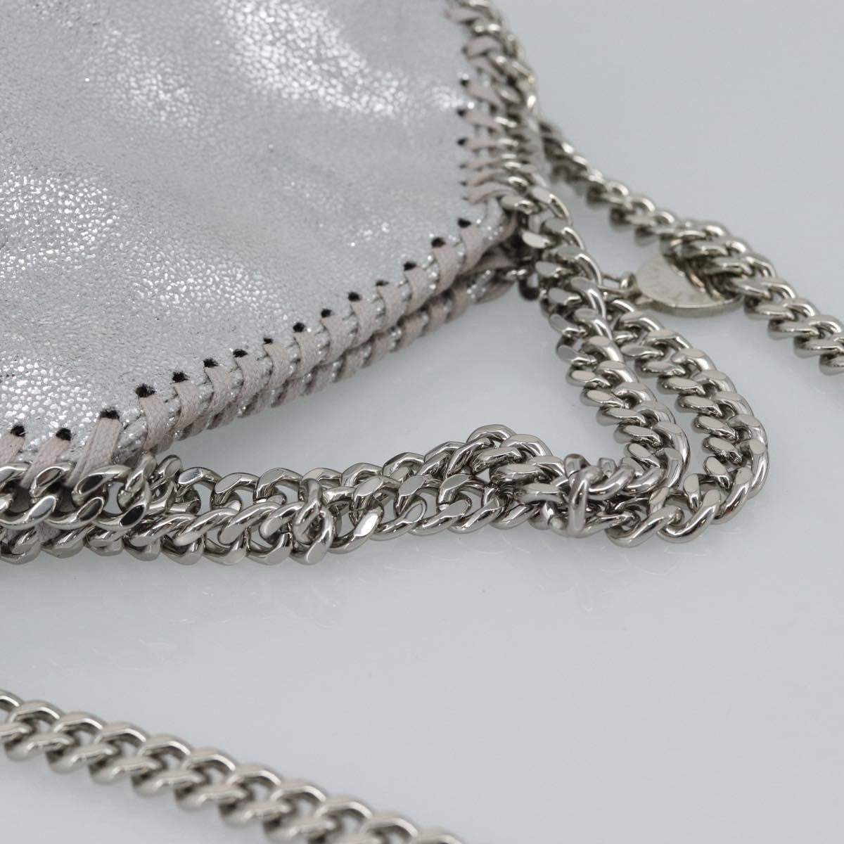 Stella Mccartney Falabella Fold Over Faux Leather Silver Polyester Shoulder Bag Bag (Pre-Owned)