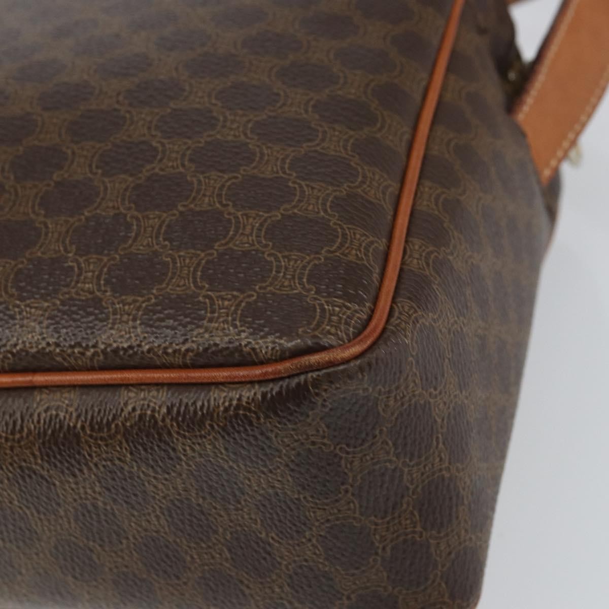 Celine Vintage Macadam Canvas And Leather Brown Canvas Shoulder Bag Bag (Pre-Owned)