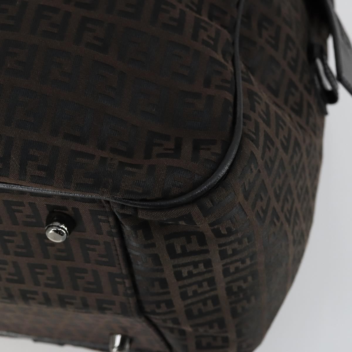 Fendi Vintage Boston Zucchino Canvas Brown Canvas Handbag (Pre-Owned)