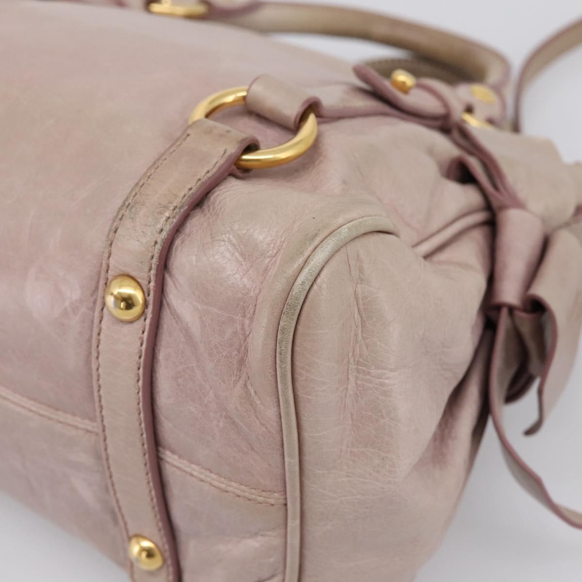 Miu Miu Vitello Lux Leather Pink Leather Handbag (Pre-Owned)