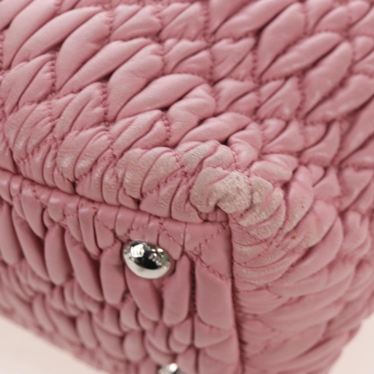 Miu Miu Crystal Convertible Top Handle Matelasse Leather Pink Leather Handbag (Pre-Owned)