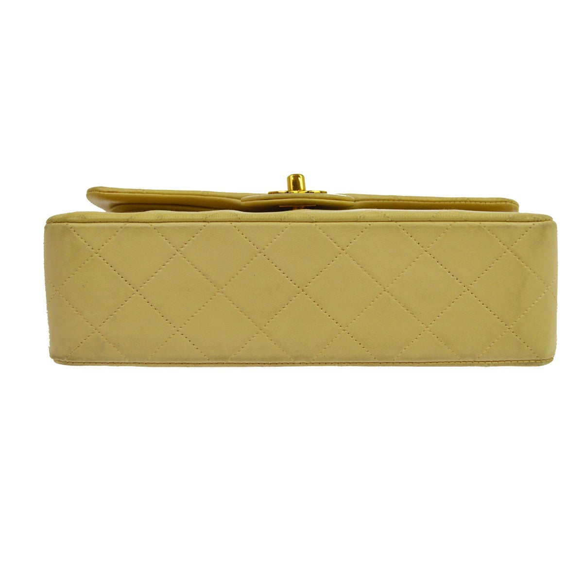 Chanel Timeless - Classic Double Flap Quilted Lambskin Beige Leather Shoulder Bag Bag (Pre-Owned)