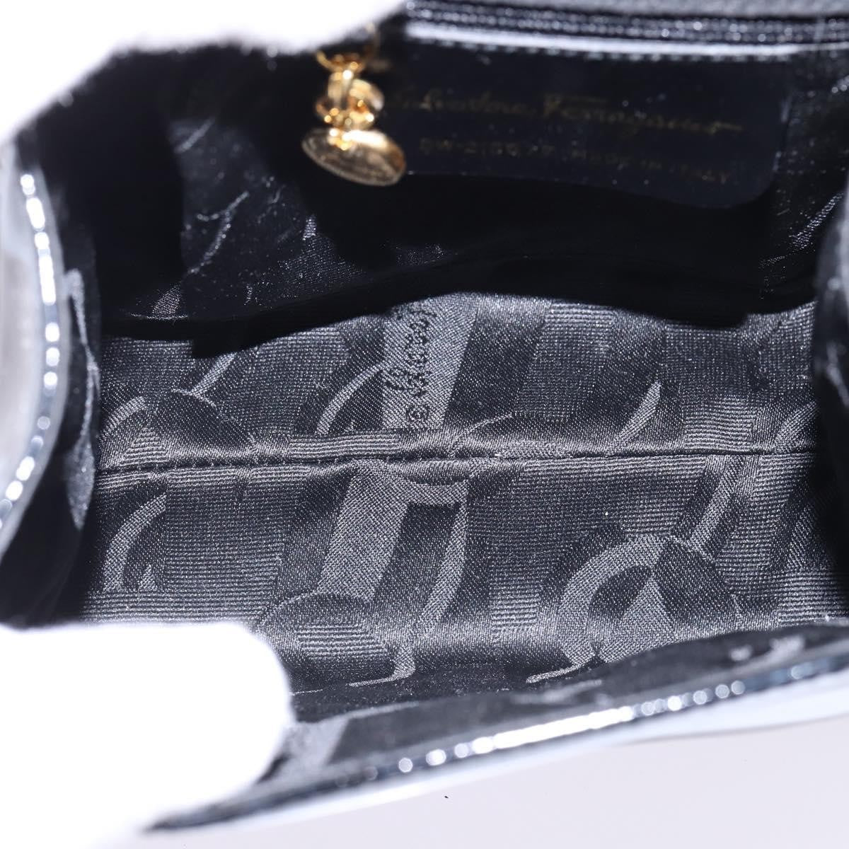 Salvatore Ferragamo Vintage Vara Bow Top Handle Patent Leather Black Patent_Leather Handbag (Pre-Owned)