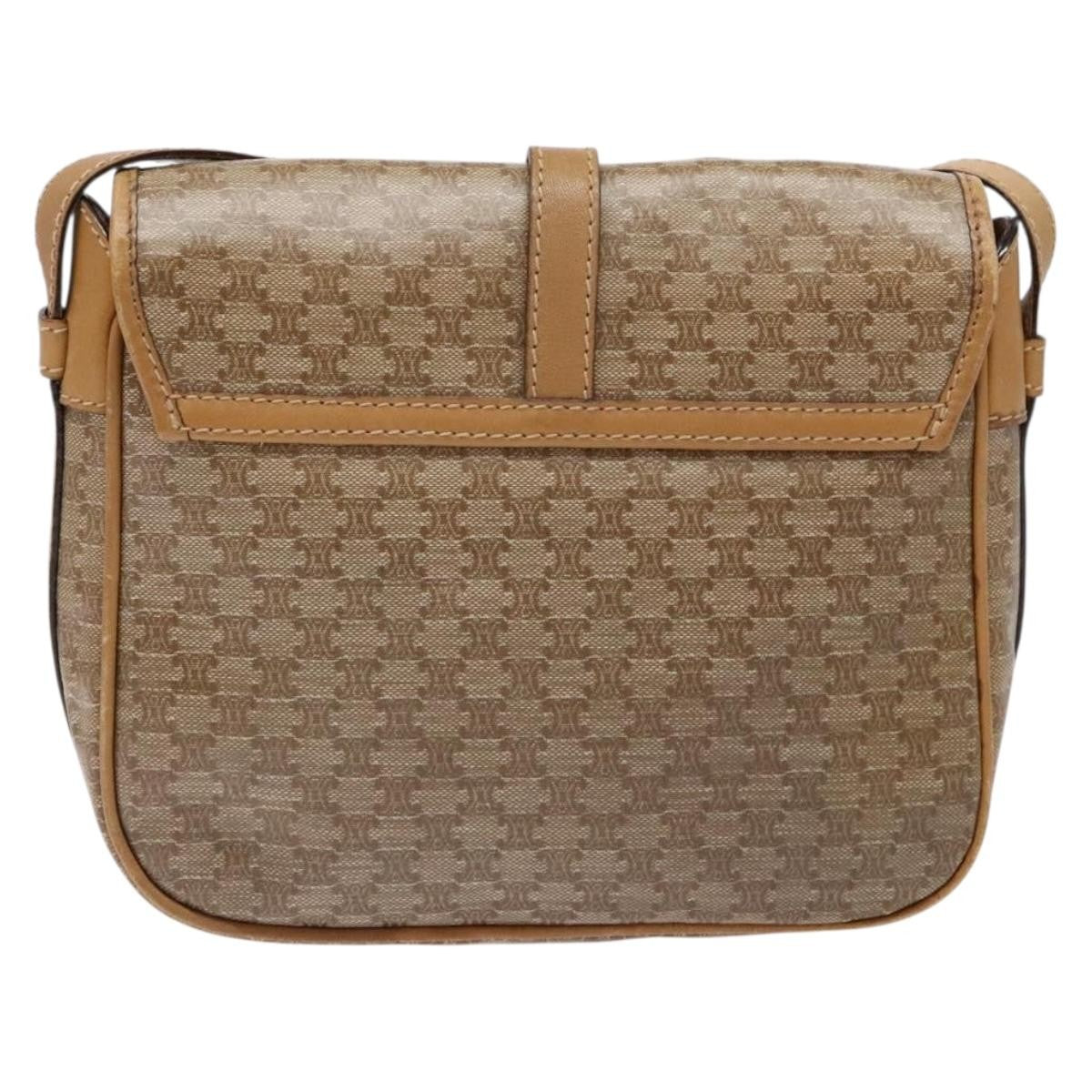 Celine Macadam Shoulder Pvc Leather Beige Canvas Bag (Pre-Owned)