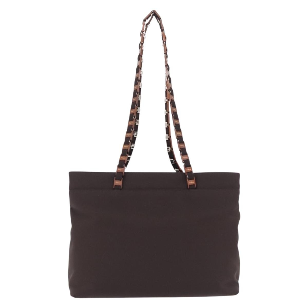 Salvatore Ferragamo Gancini Canvas Brown Canvas Crossbody Bag Bag (Pre-Owned)
