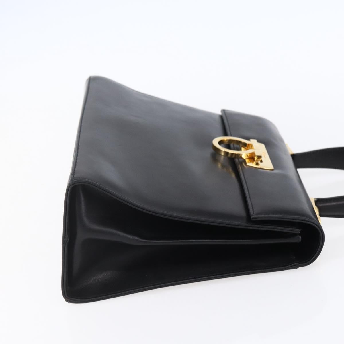 Salvatore Ferragamo Gancini Leather Black Leather Handbag (Pre-Owned)