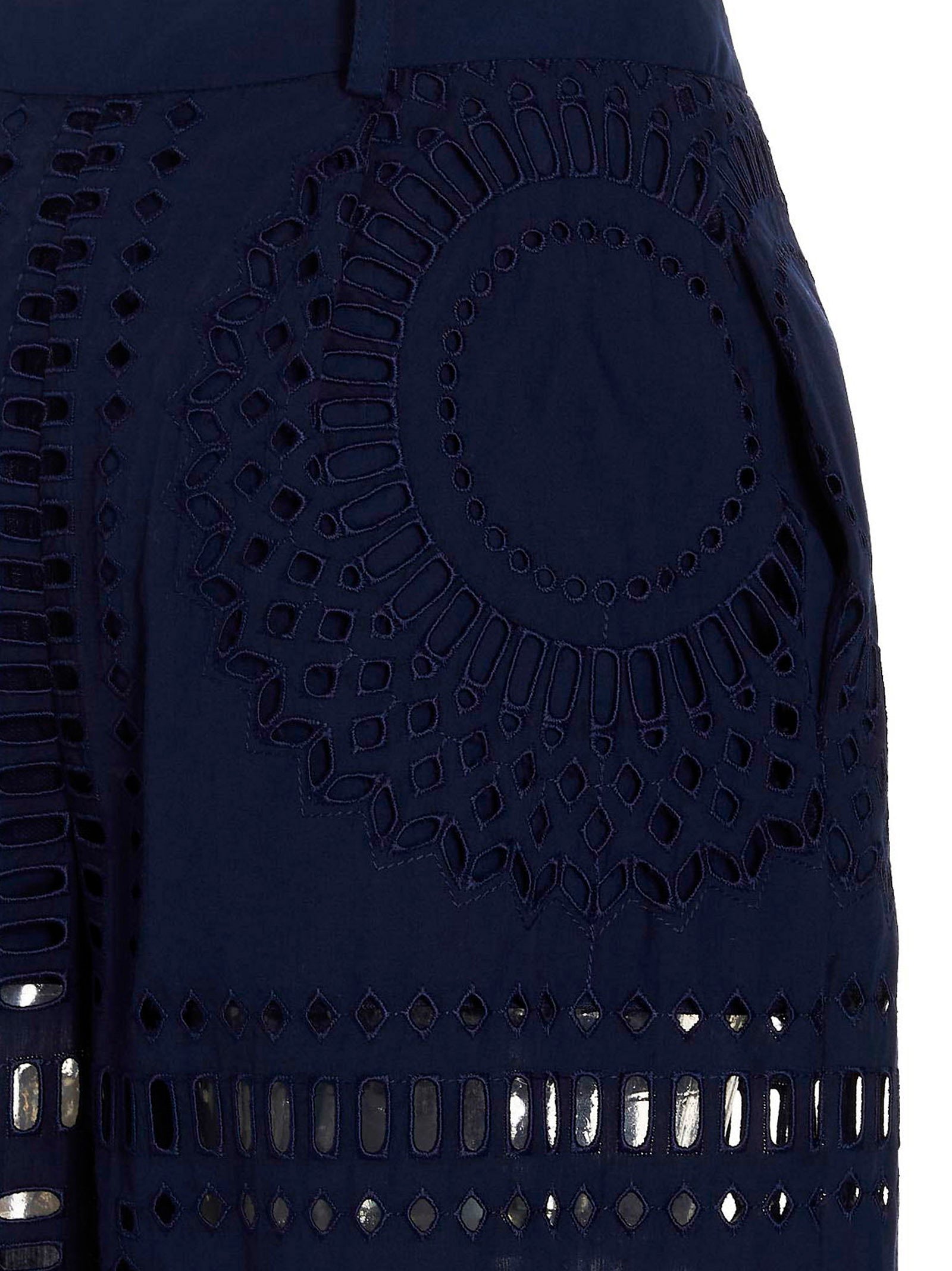 Alberta Ferretti Women's Embroidered Cotton Pants