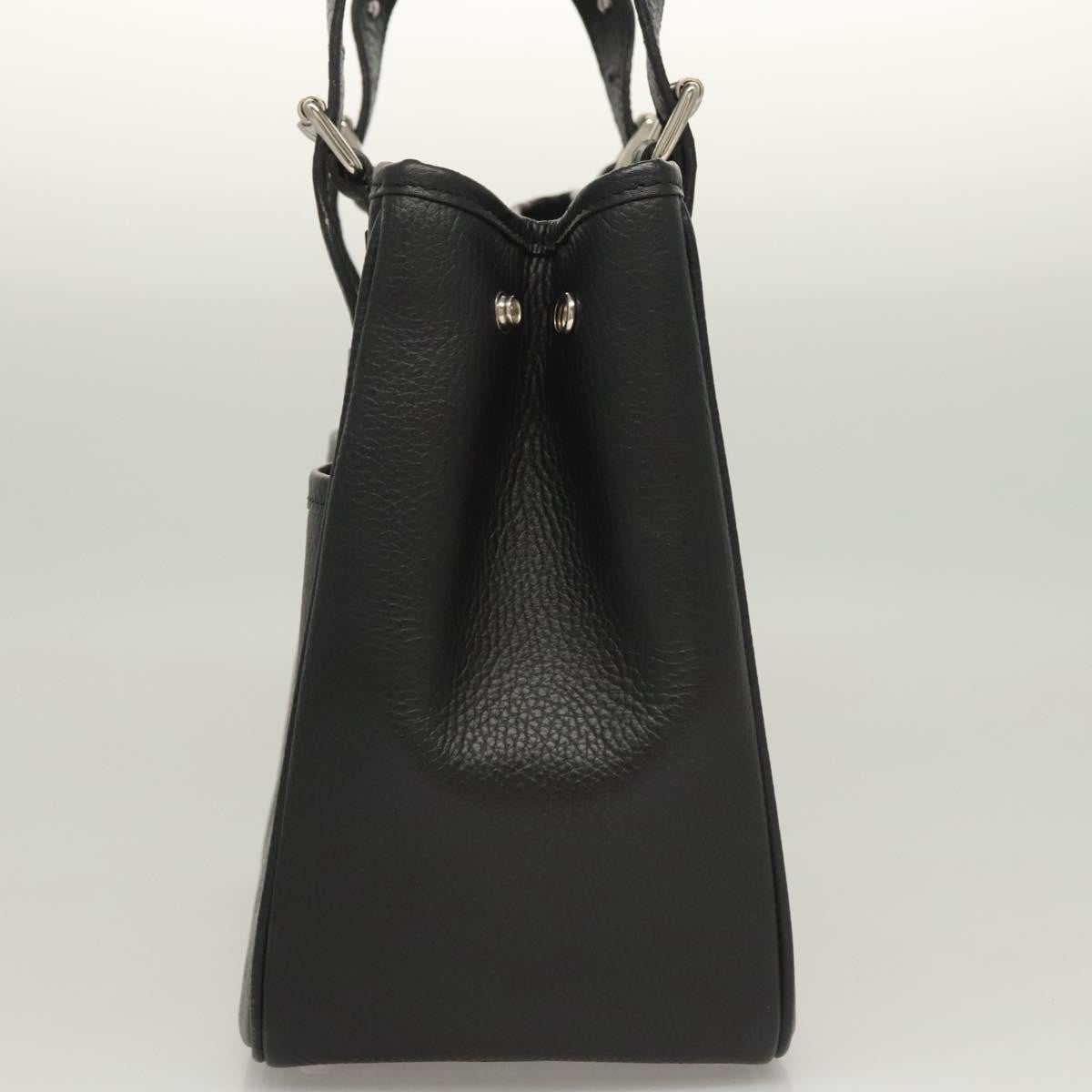 Burberry Vintage Vintage Check Coated Canvas Black Leather Handbag (Pre-Owned)