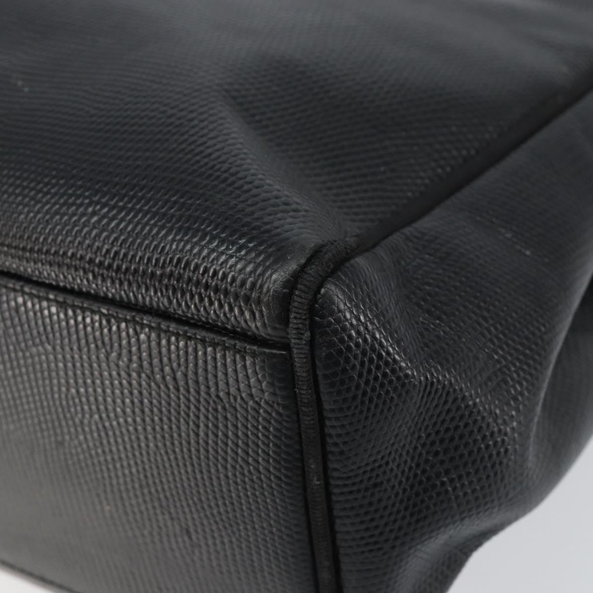 Salvatore Ferragamo Vintage Vara Bow Lizard Embossed Leather Black Leather Tote Bag Bag (Pre-Owned)