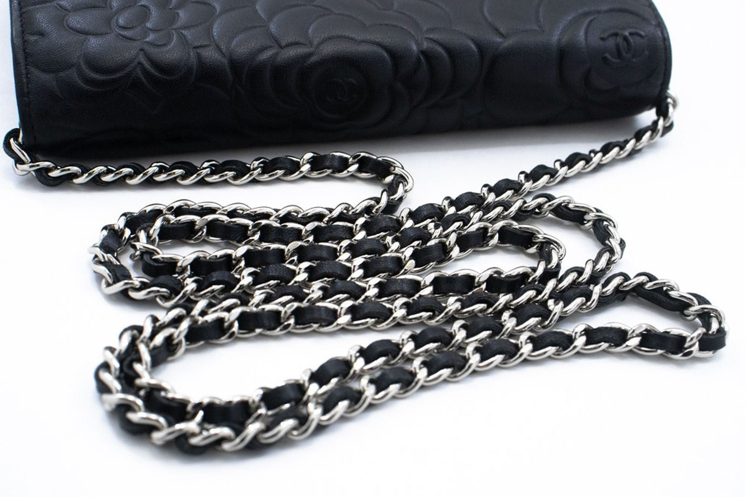 Chanel Wallet On Chain Lambskin Black Leather Shoulder Bag Bag (Pre-Owned)