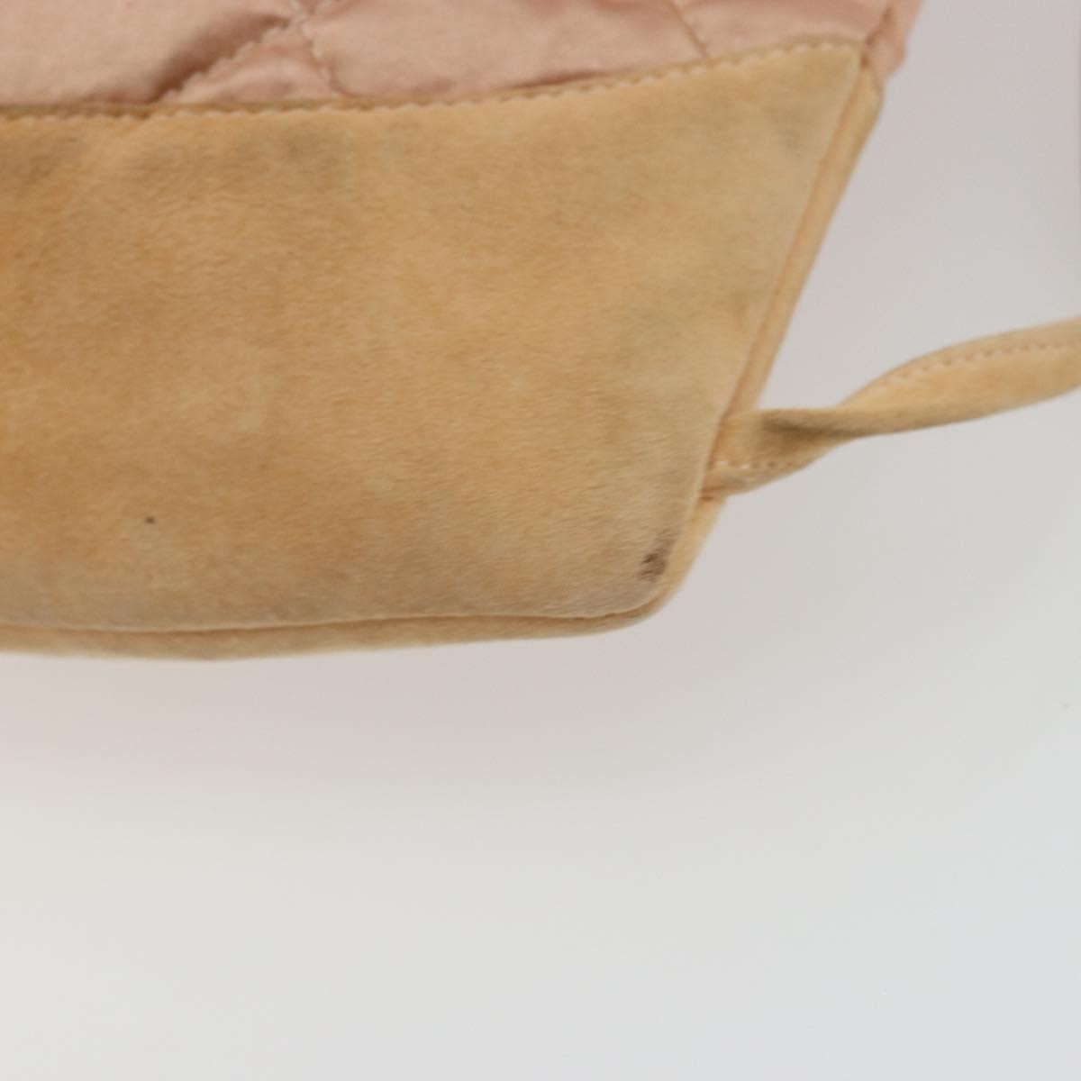 Chanel Vintage Drawstring Quilted Satin With Suede Pink Satin Backpack Bag (Pre-Owned)