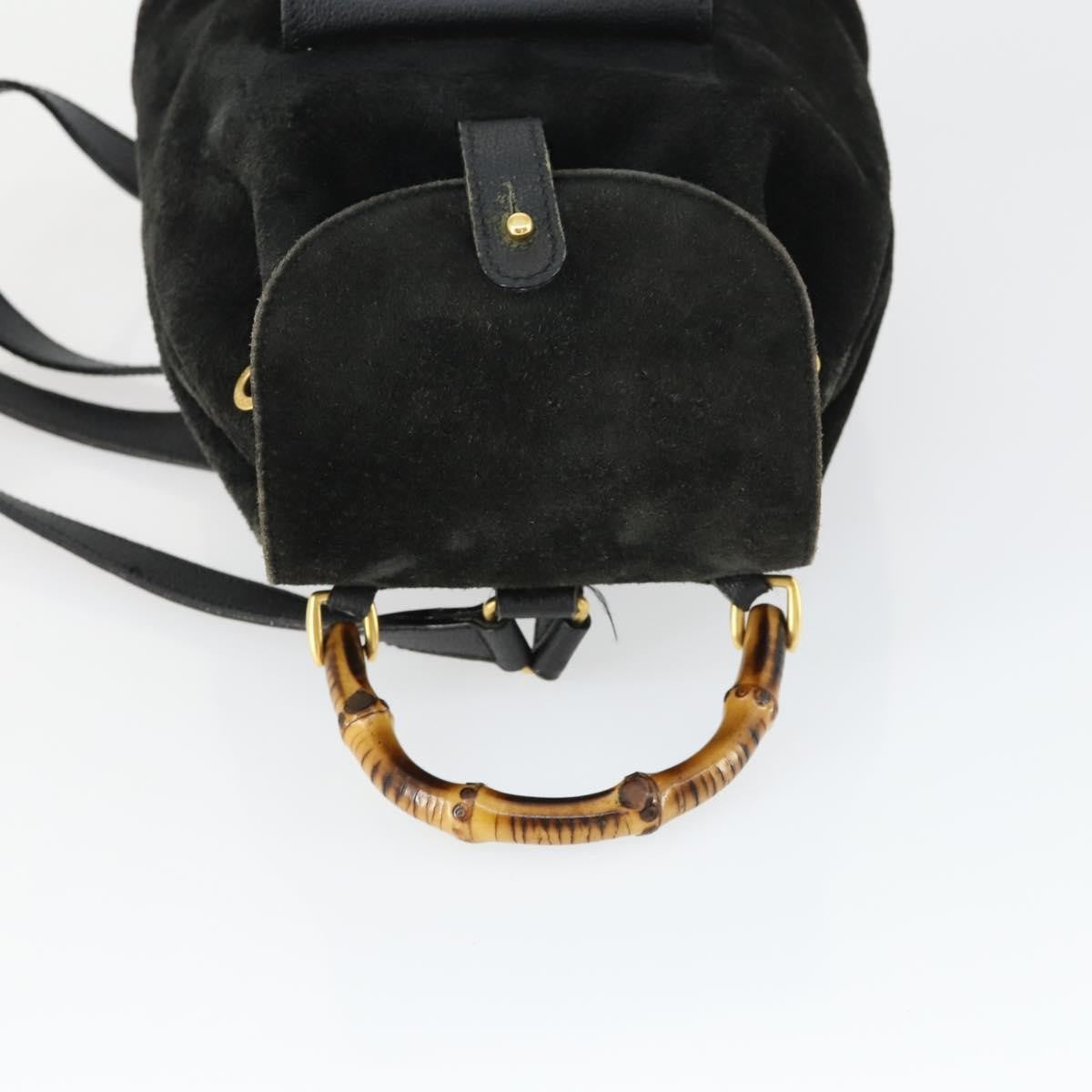 Gucci Gucci Bamboo Daim Black Suede Backpack Bag (Pre-Owned)