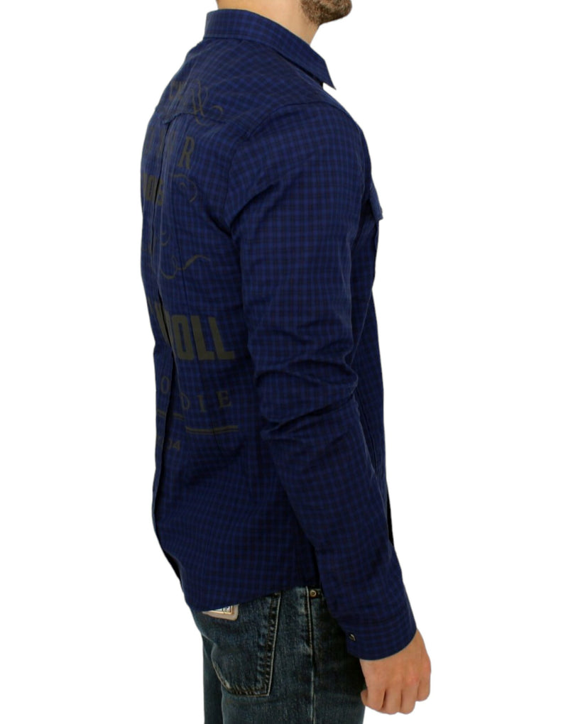 Costume National Chic Blue Checkered Casual Cotton Men's Shirt