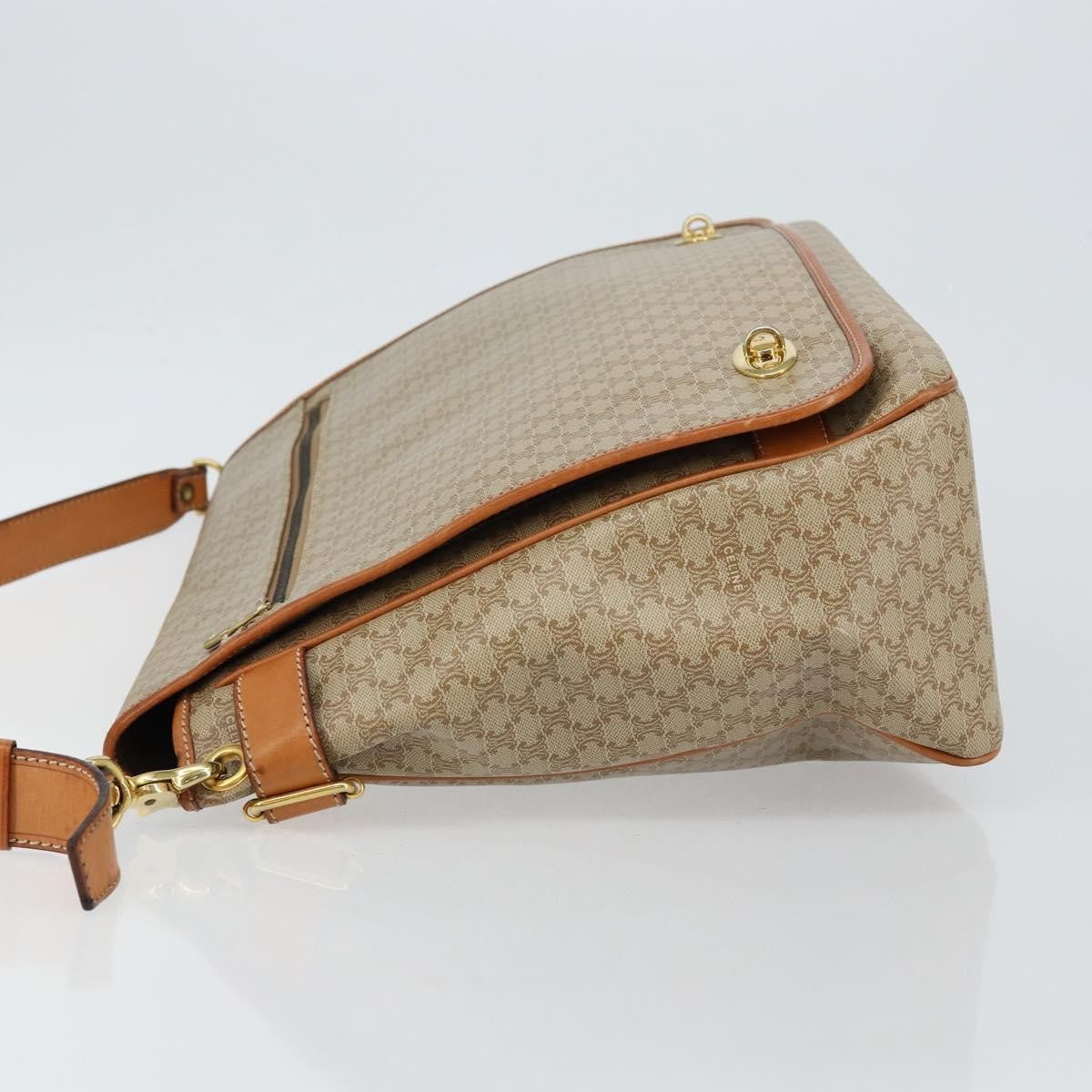 Celine Macadam Shoulder Pvc Leather Beige Canvas Bag (Pre-Owned)
