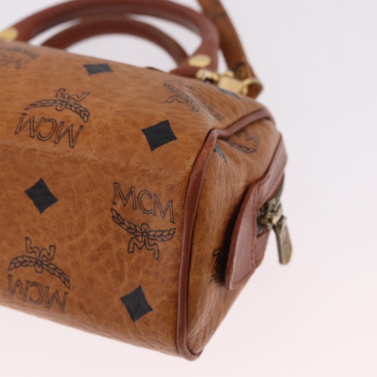 MCM Visetos Logogramme Leather Brown Leather Handbag (Pre-Owned)