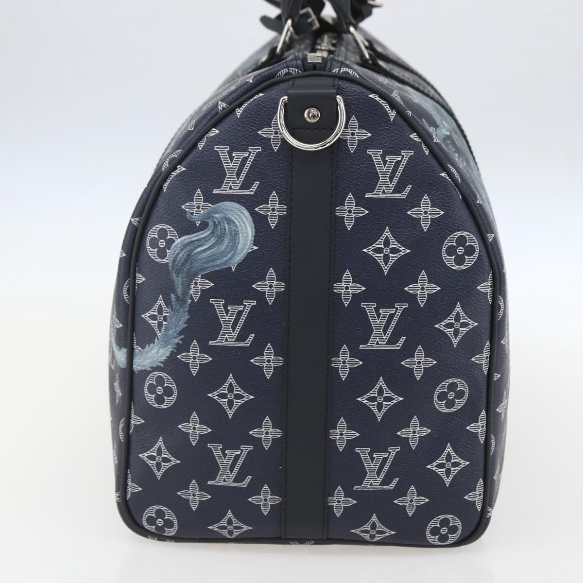 Louis Vuitton Keepall Bandouliere Limited Edition Chapman Savane Monogram Canvas Navy Canvas Travel Bag Bag (Pre-Owned)