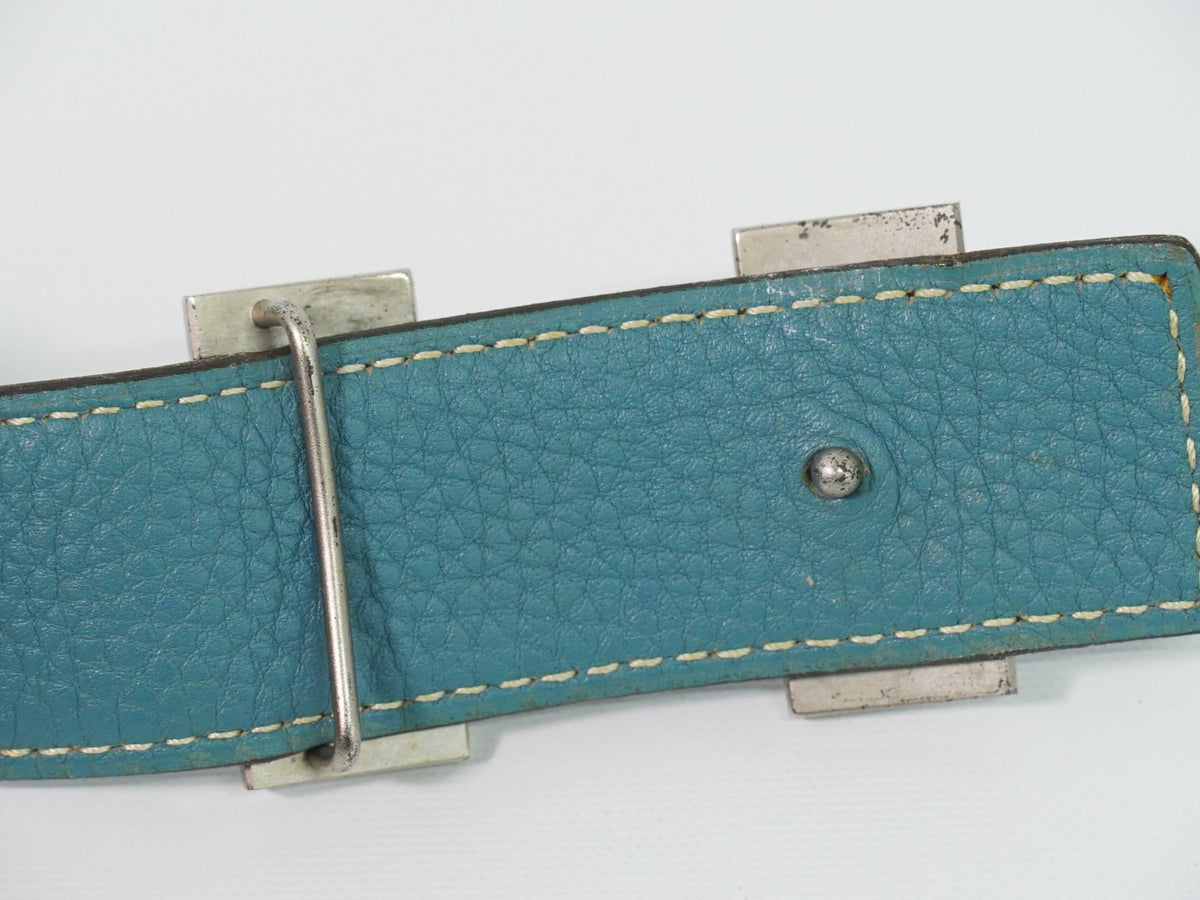 Hermes Constance Reversible Belt Leather With Guilloche Hardware Black Leather Belts Accessory (Pre-Owned)