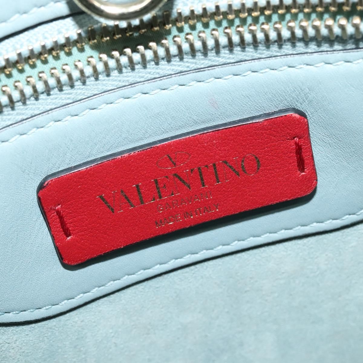 Valentino Garavani Demilune Flap Satchel Leather Blue Leather Bag (Pre-Owned)