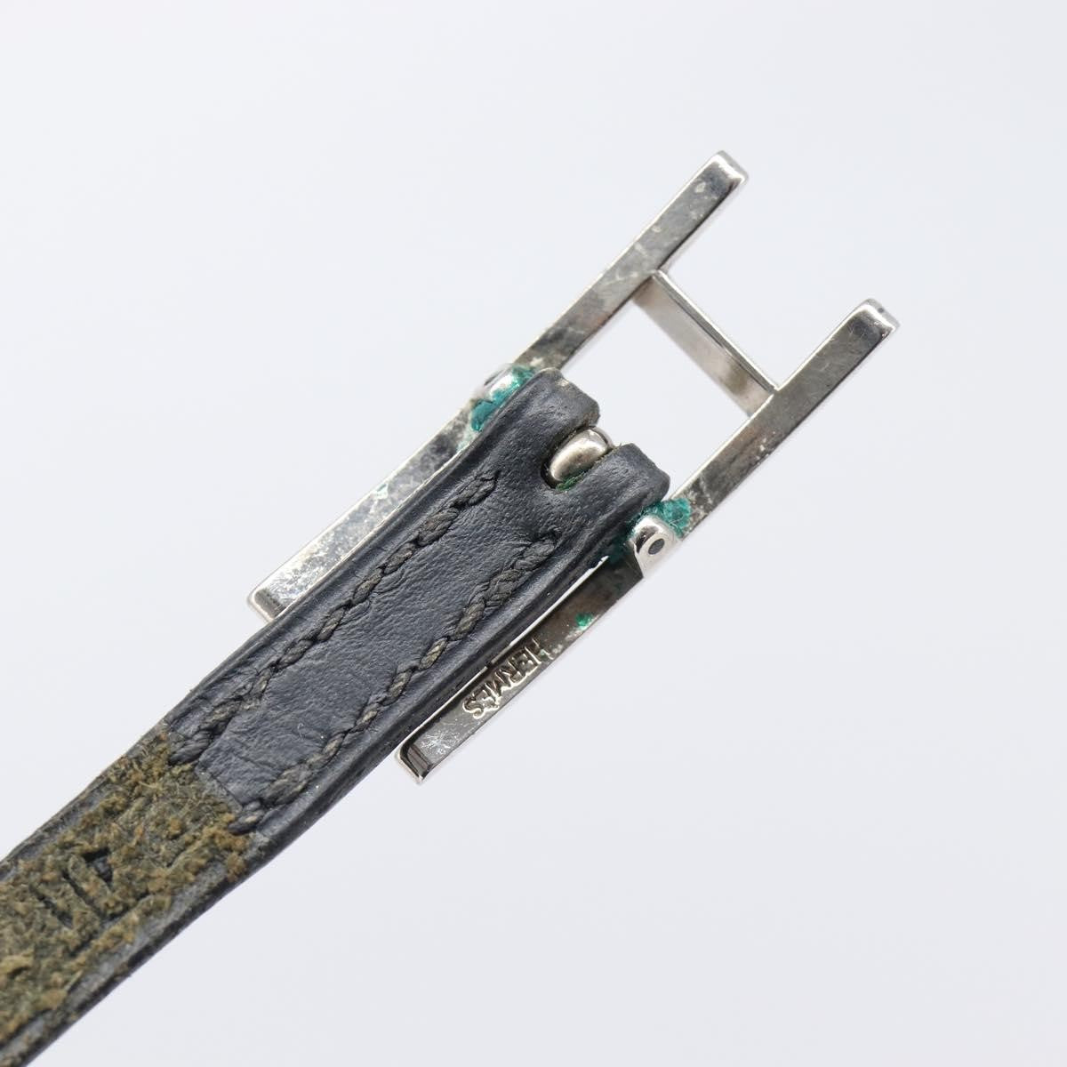 Hermes Hapi 3 Leather With Metal Black Leather Bracelet Jewelry (Pre-Owned)