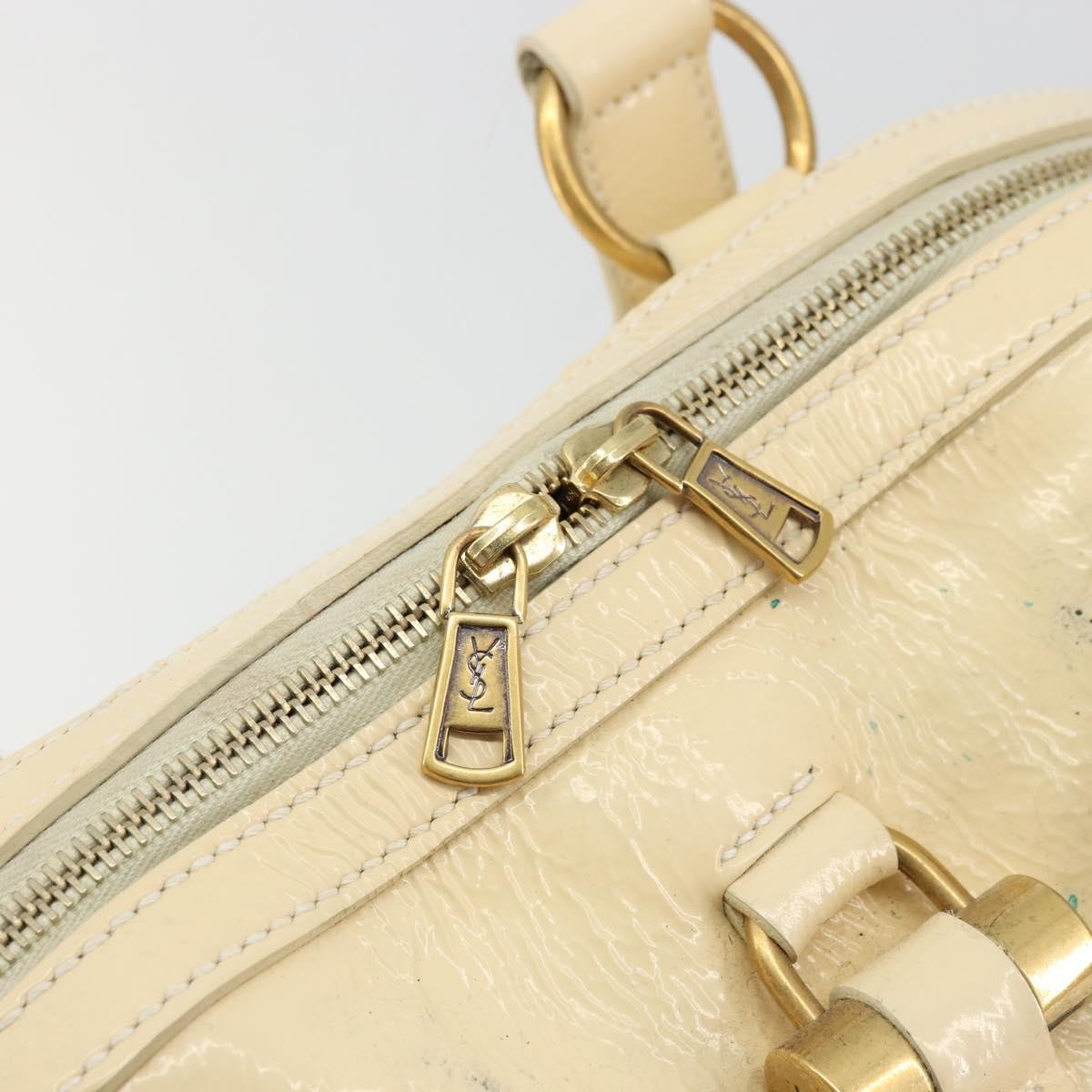 Saint Laurent Muse Shoulder Leather White Patent_Leather Handbag (Pre-Owned)