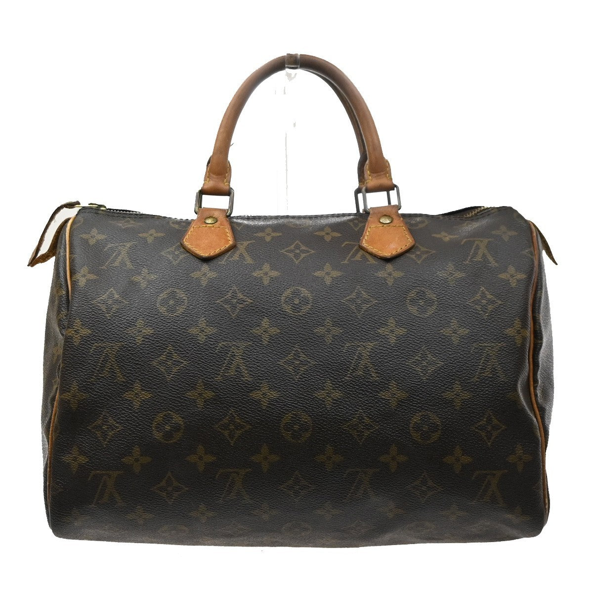 Louis Vuitton Speedy Monogram Canvas Brown Leather Handbag (Pre-Owned)