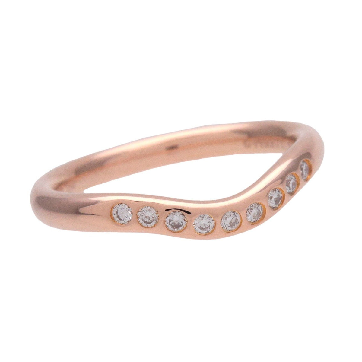 Tiffany & Co. Elsa Peretti Curved Wedding Band 18K Yellow Gold With Diamond Gold Rose_Gold Ring Jewelry (Pre-Owned)