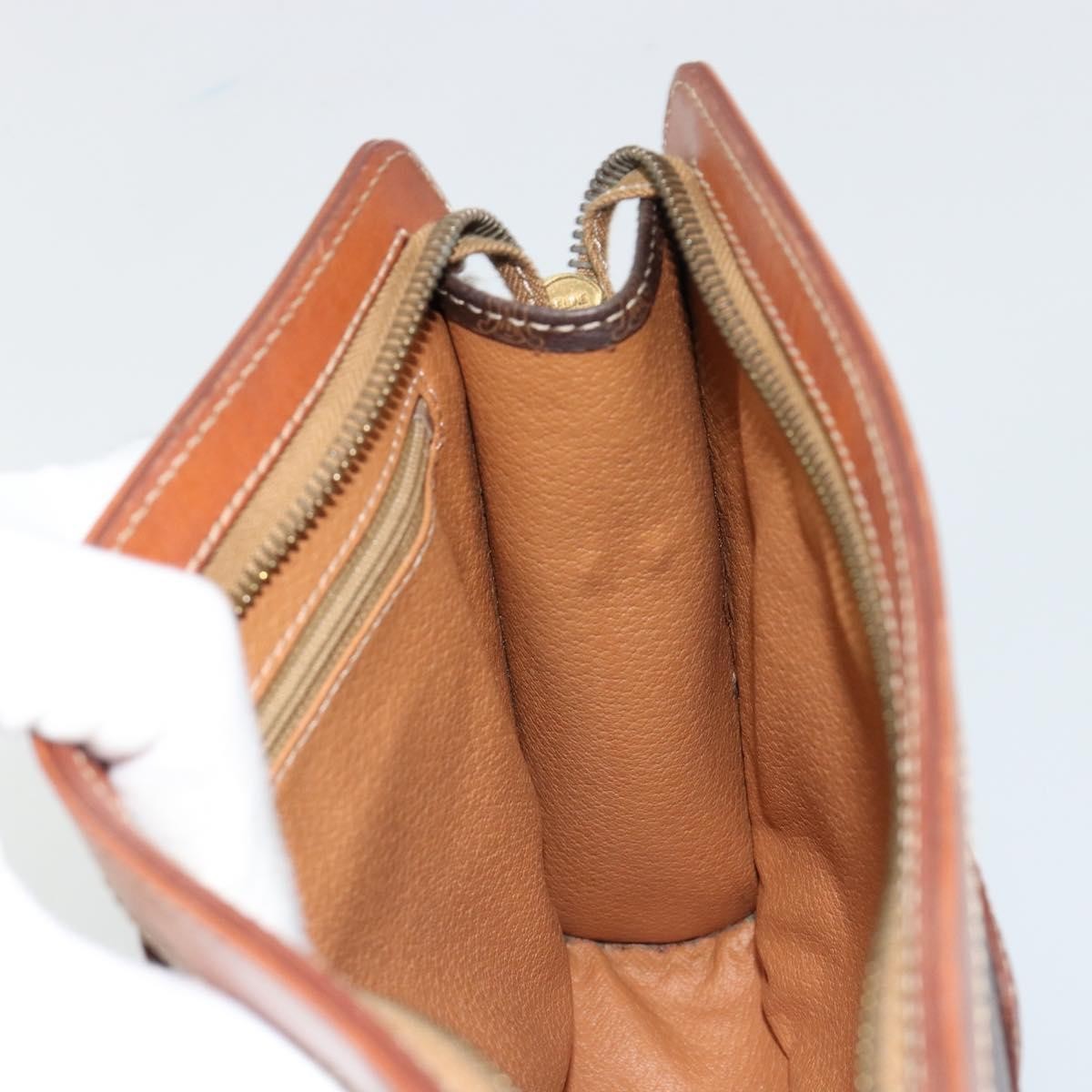 Celine Logo Triomphe Canvas And Leather Brown Canvas Clutche & Pouche Bag (Pre-Owned)