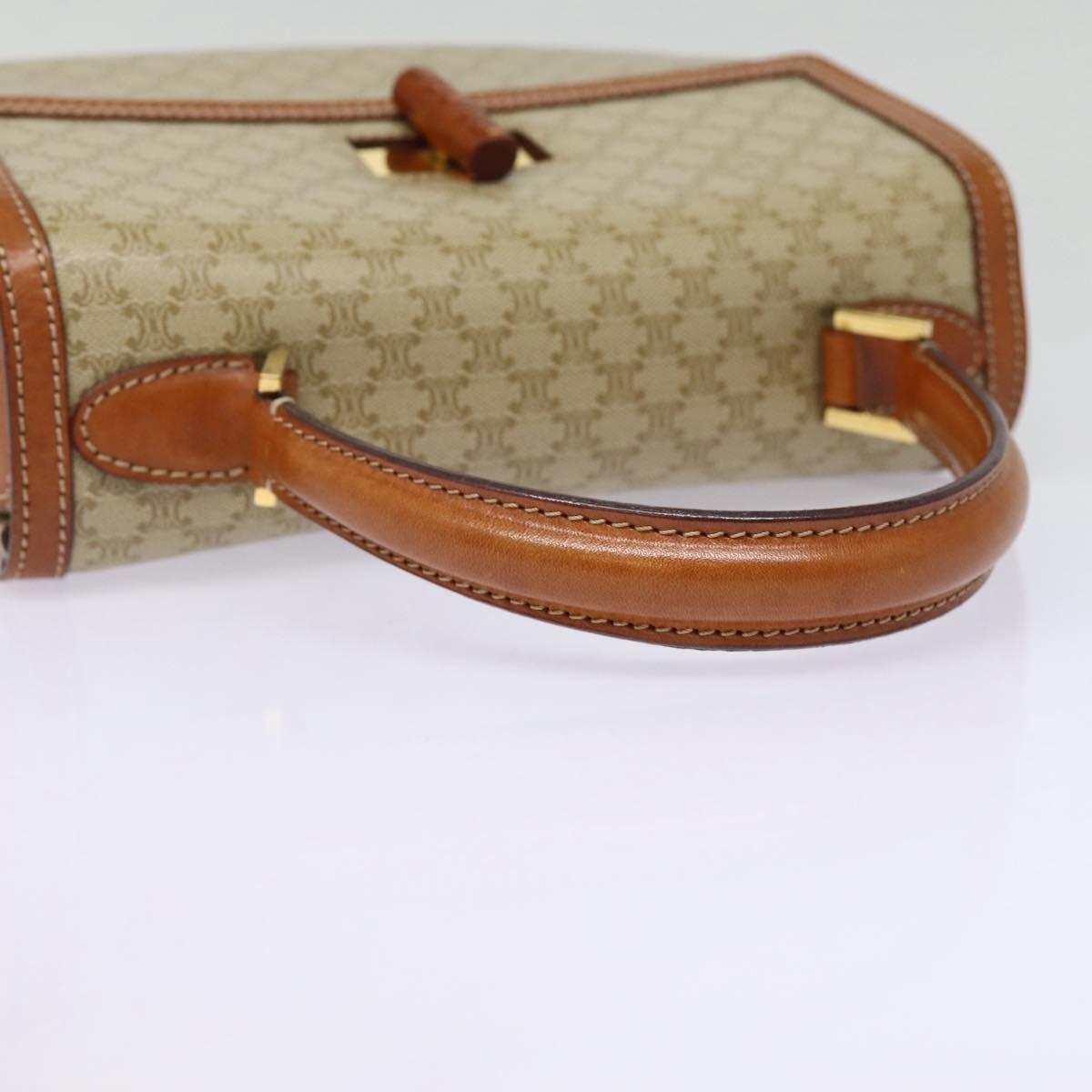 Celine Vintage Convertible Top Handle Macadam Coated Canvas Beige Canvas Handbag (Pre-Owned)