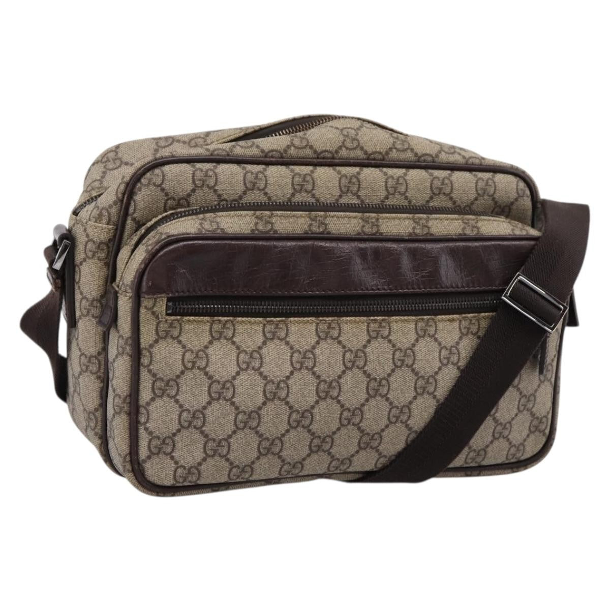 Gucci Front Zip Pocket Messenger Gg Coated Canvas Beige Canvas Shoulder Bag Bag (Pre-Owned)