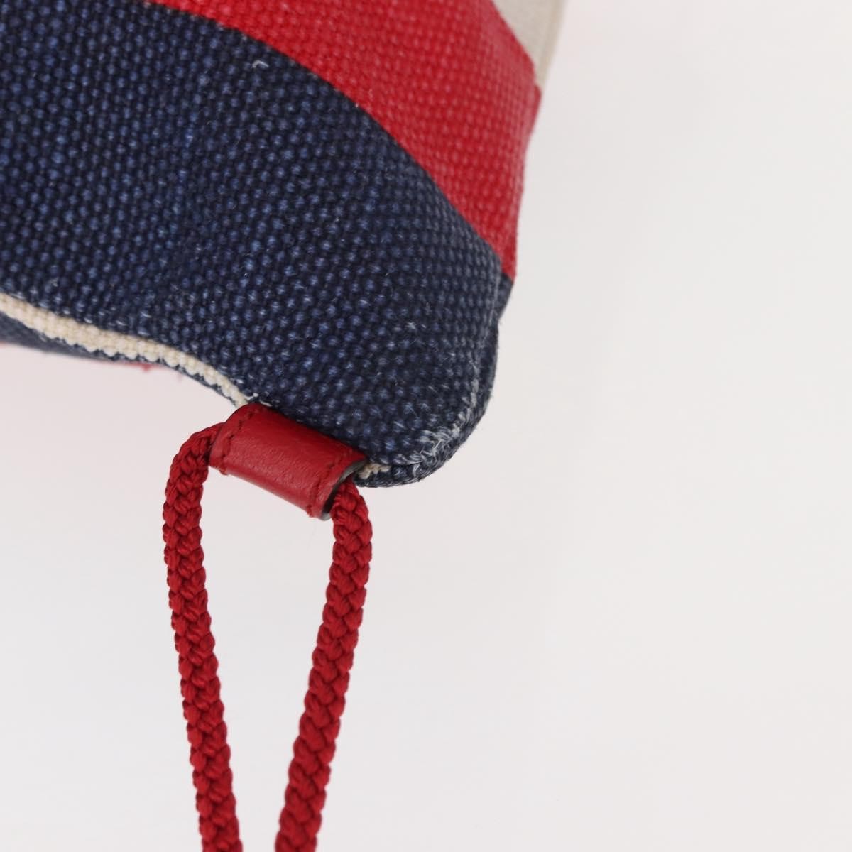 Gucci Logo Drawstring Striped Canvas Blue Canvas Backpack Bag (Pre-Owned)