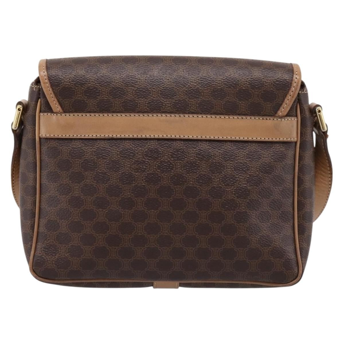 Celine Macadam Leather Brown Canvas Shoulder Bag Bag (Pre-Owned)
