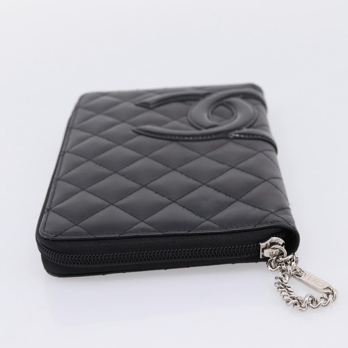 Chanel Cambon Zip Around Organizer Quilted Lambskin Black Leather Wallets Accessory (Pre-Owned)