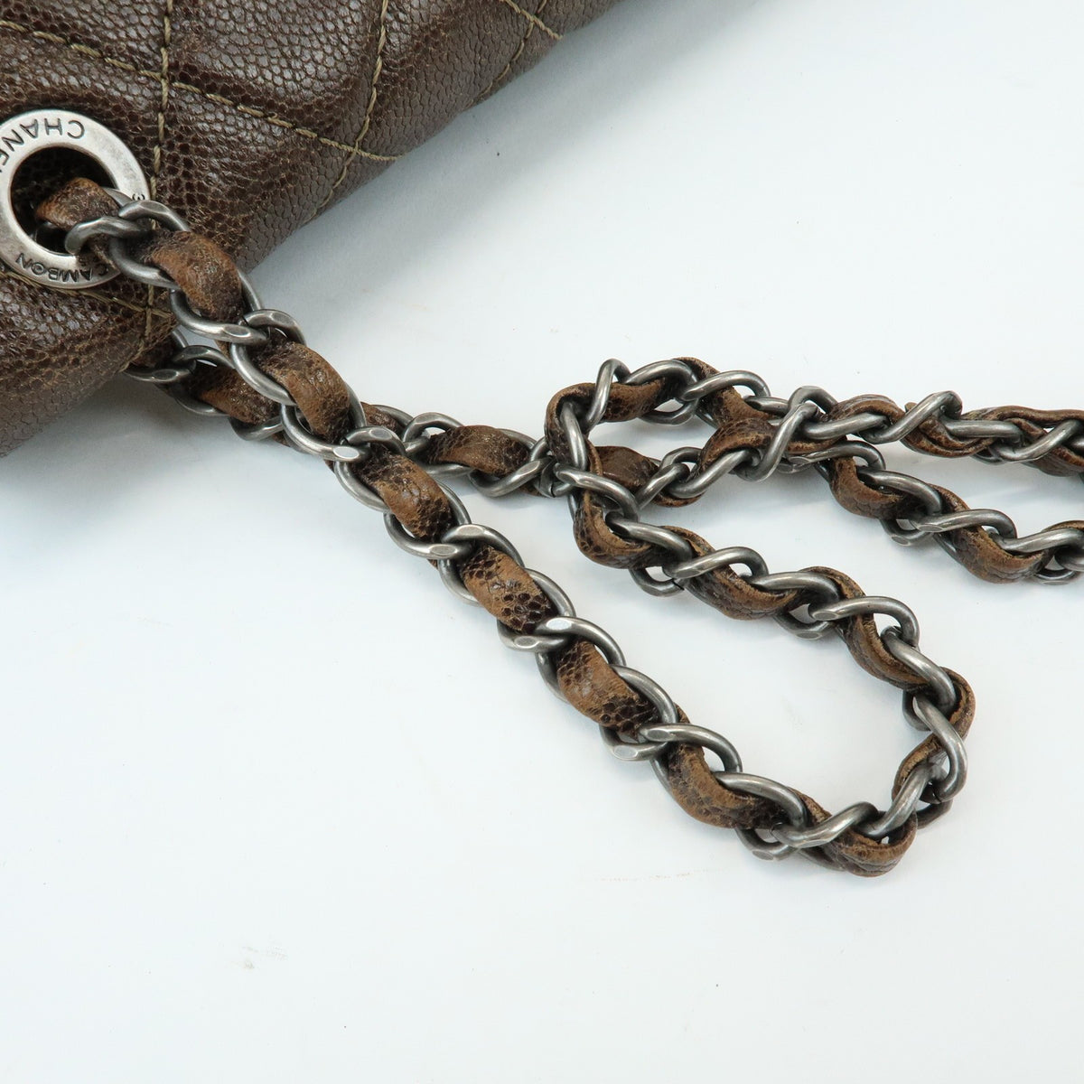 Chanel Easy Flap Quilted Caviar Brown Leather Handbag (Pre-Owned)