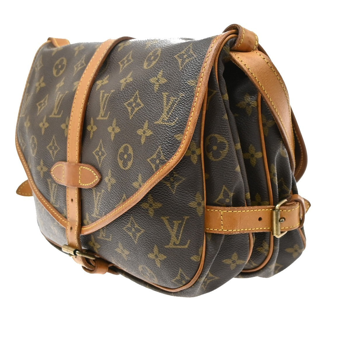 Louis Vuitton Saumur Monogram Canvas Brown Canvas Shoulder Bag Bag (Pre-Owned)