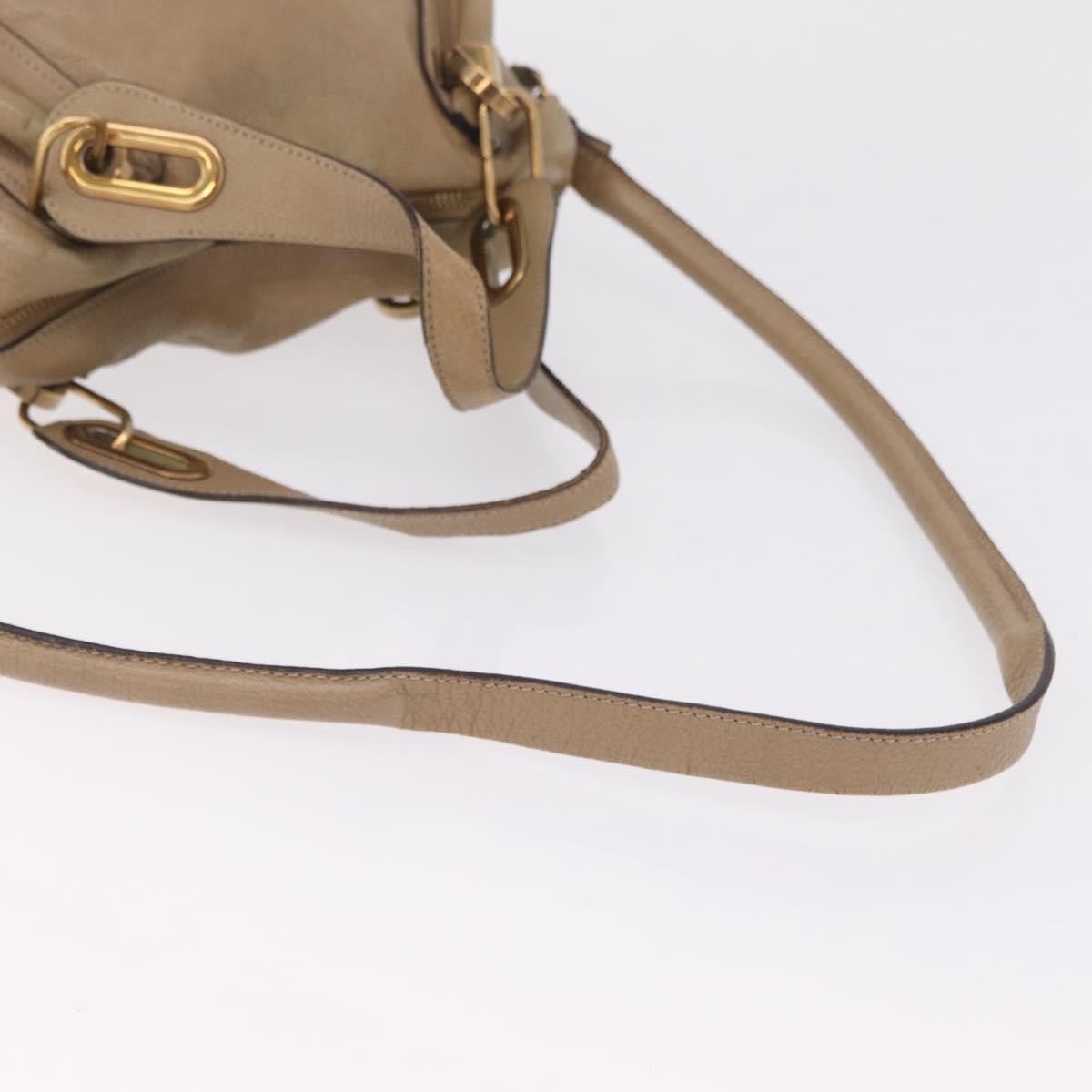 Chloe Paraty Top Handle Leather Beige Leather Handbag (Pre-Owned)