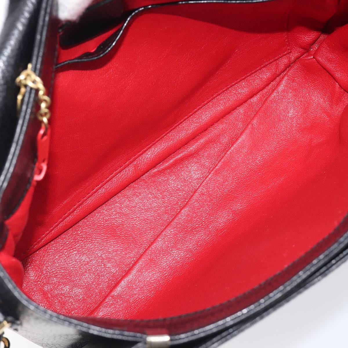 Celine Vintage Circle Logo Leather Black Leather Crossbody Bag Bag (Pre-Owned)